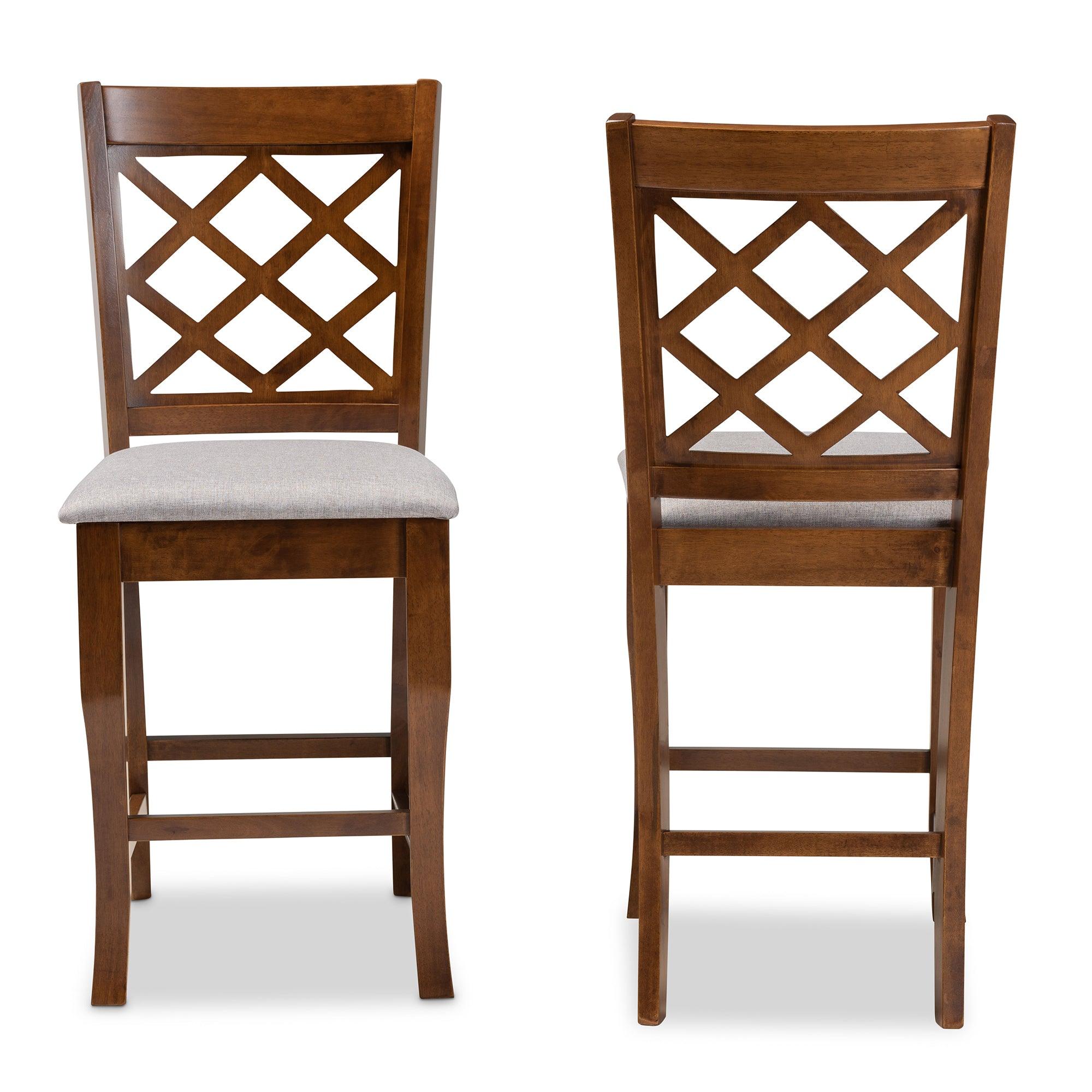 Aria Modern and Contemporary Fabric Upholstered and Finished Wood 2-Piece Counter Height Pub Chair Set