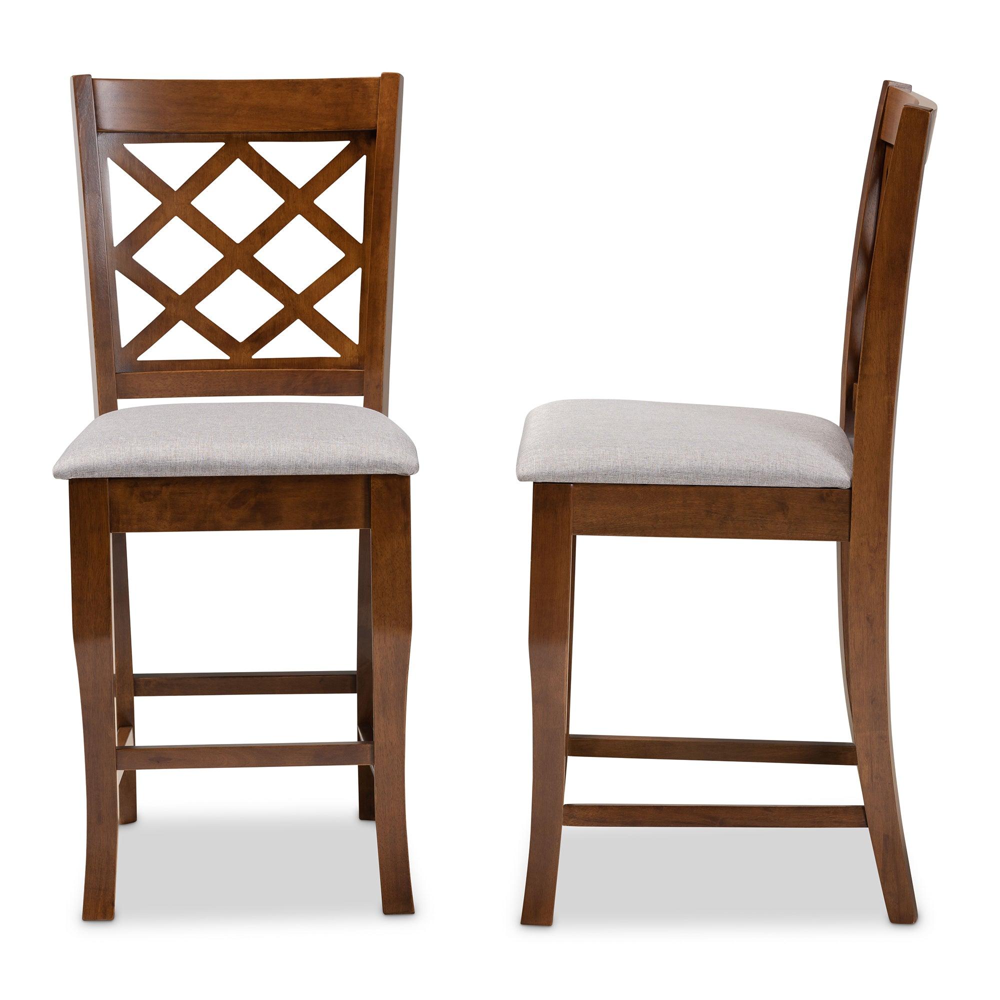 Aria Modern and Contemporary Fabric Upholstered and Finished Wood 2-Piece Counter Height Pub Chair Set