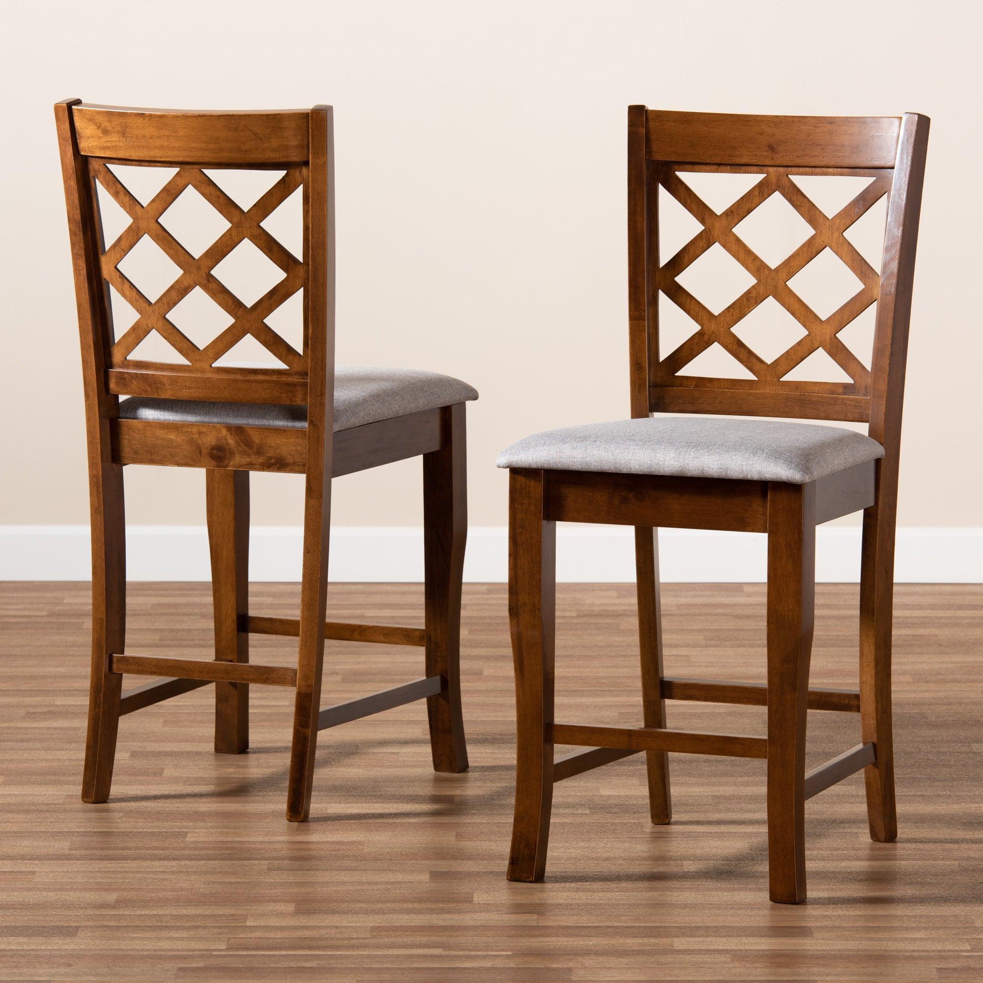 Aria Modern and Contemporary Fabric Upholstered and Finished Wood 2-Piece Counter Height Pub Chair Set