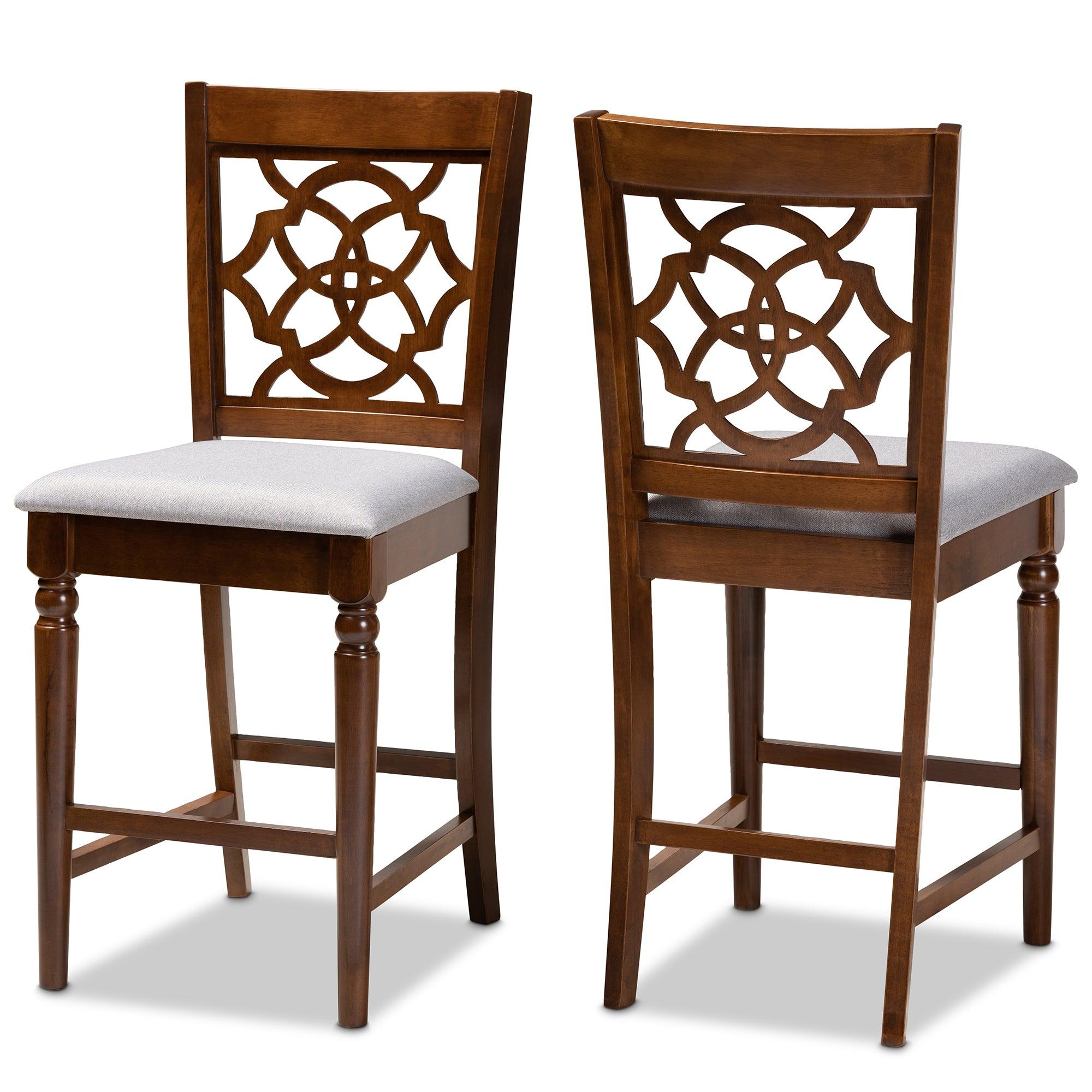 Oscar Modern and Contemporary Fabric Upholstered and Finished Wood 2-Piece Counter Height Pub Chair Set