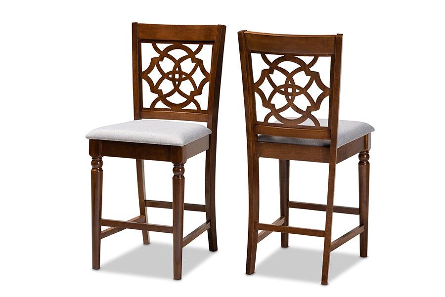 Oscar Modern and Contemporary Fabric Upholstered and Finished Wood 2-Piece Counter Height Pub Chair Set