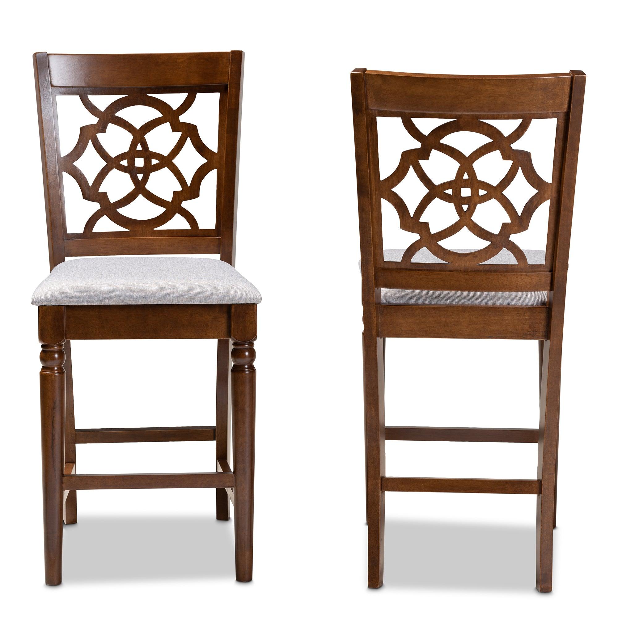 Oscar Modern and Contemporary Fabric Upholstered and Finished Wood 2-Piece Counter Height Pub Chair Set