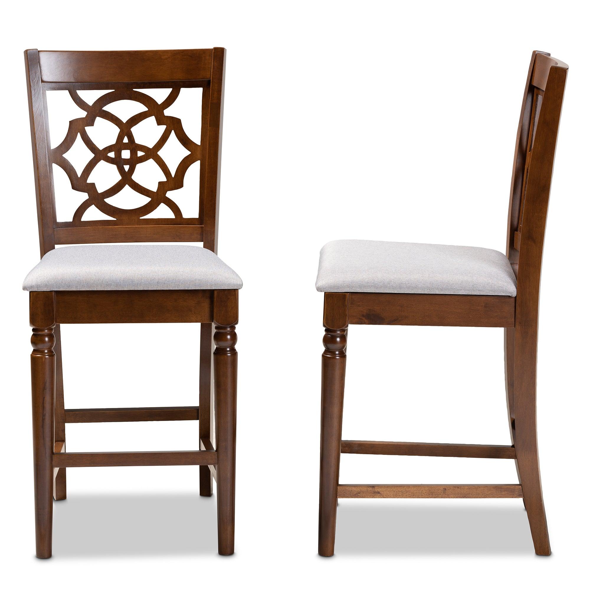 Oscar Modern and Contemporary Fabric Upholstered and Finished Wood 2-Piece Counter Height Pub Chair Set