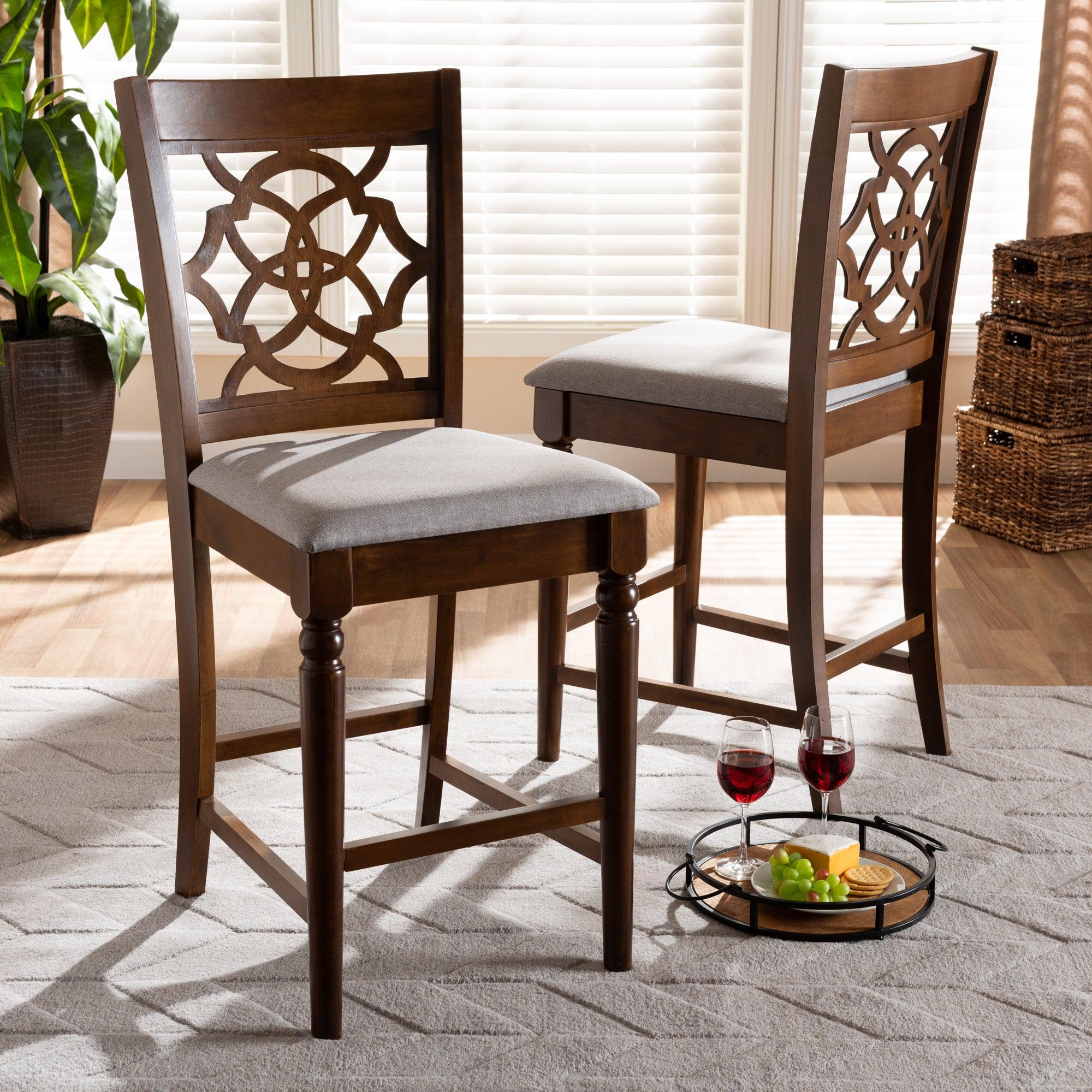 Oscar Modern and Contemporary Fabric Upholstered and Finished Wood 2-Piece Counter Height Pub Chair Set