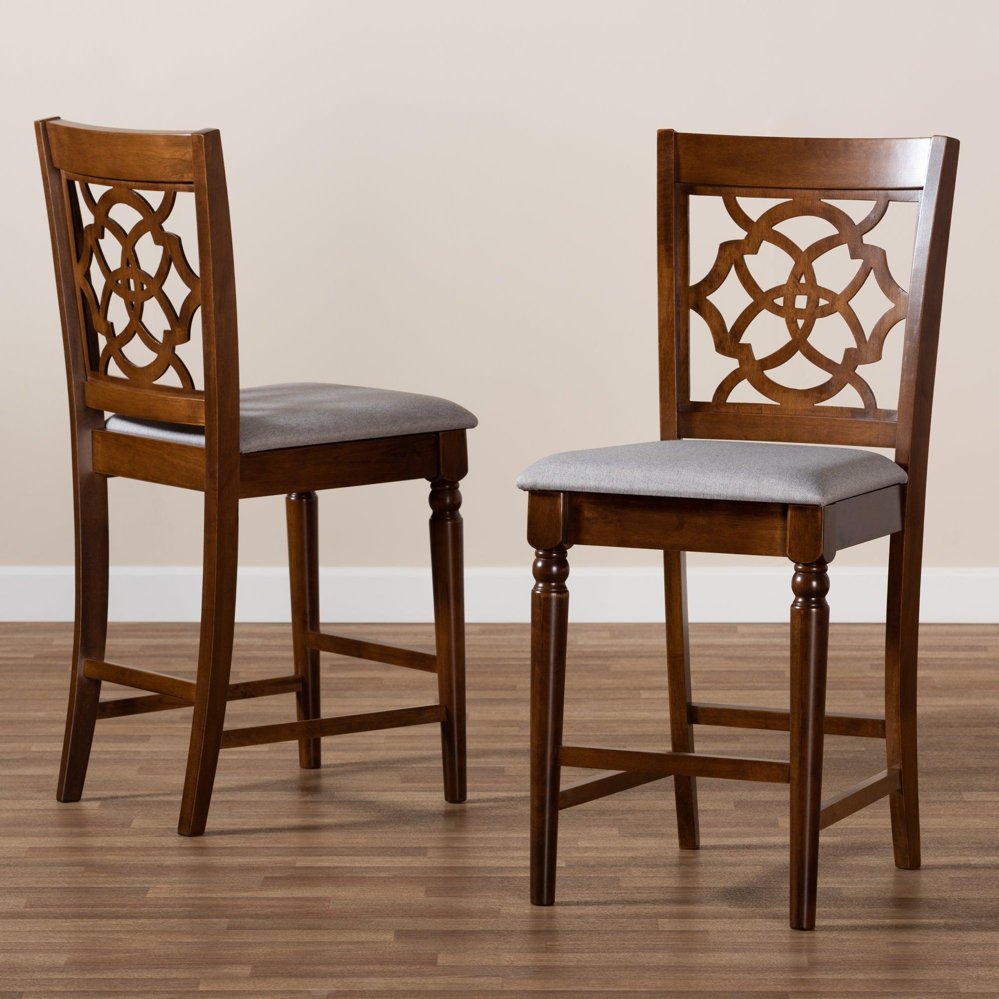 Oscar Modern and Contemporary Fabric Upholstered and Finished Wood 2-Piece Counter Height Pub Chair Set