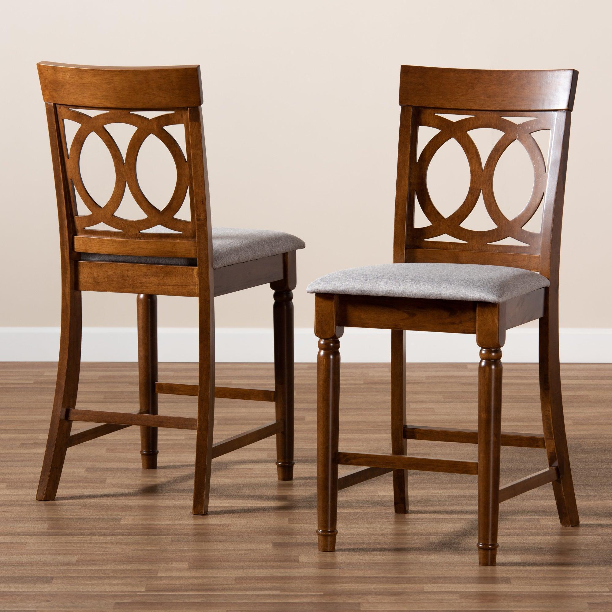 Violet Modern and Contemporary Fabric Upholstered and Finished Wood 2-Piece Counter Height Pub Chair Set