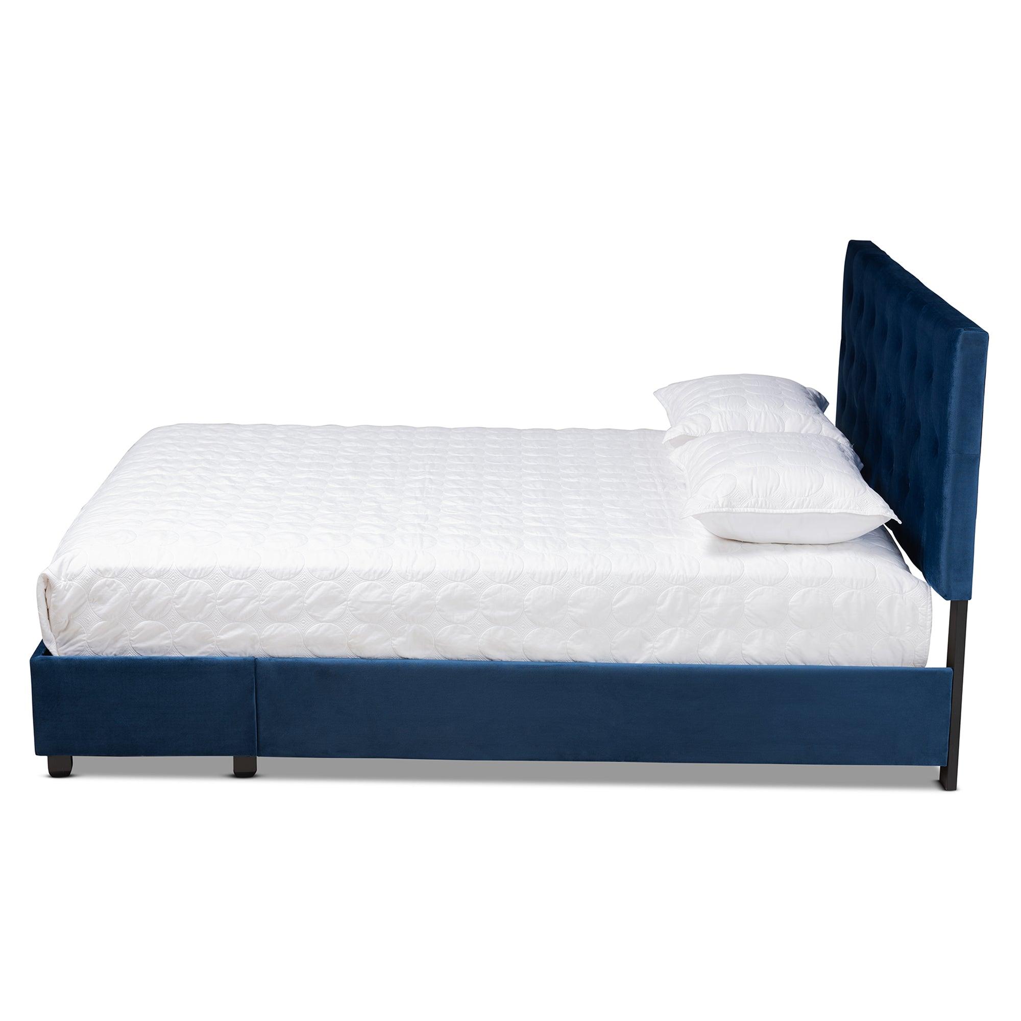 Caronia Modern and Contemporary Velvet Fabric Upholstered 2-Drawer Platform Storage Bed