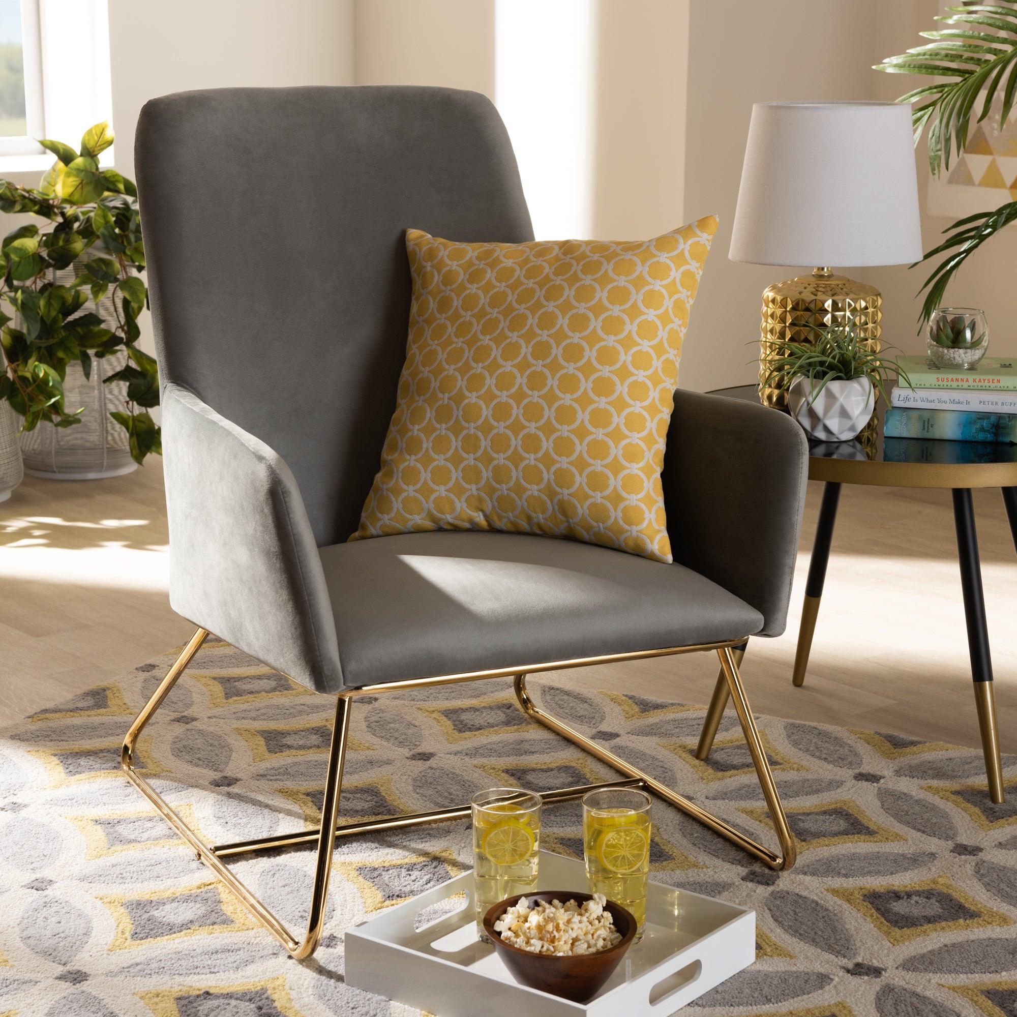 Sennet Glam and Luxe Velvet Fabric Upholstered Finished Armchair