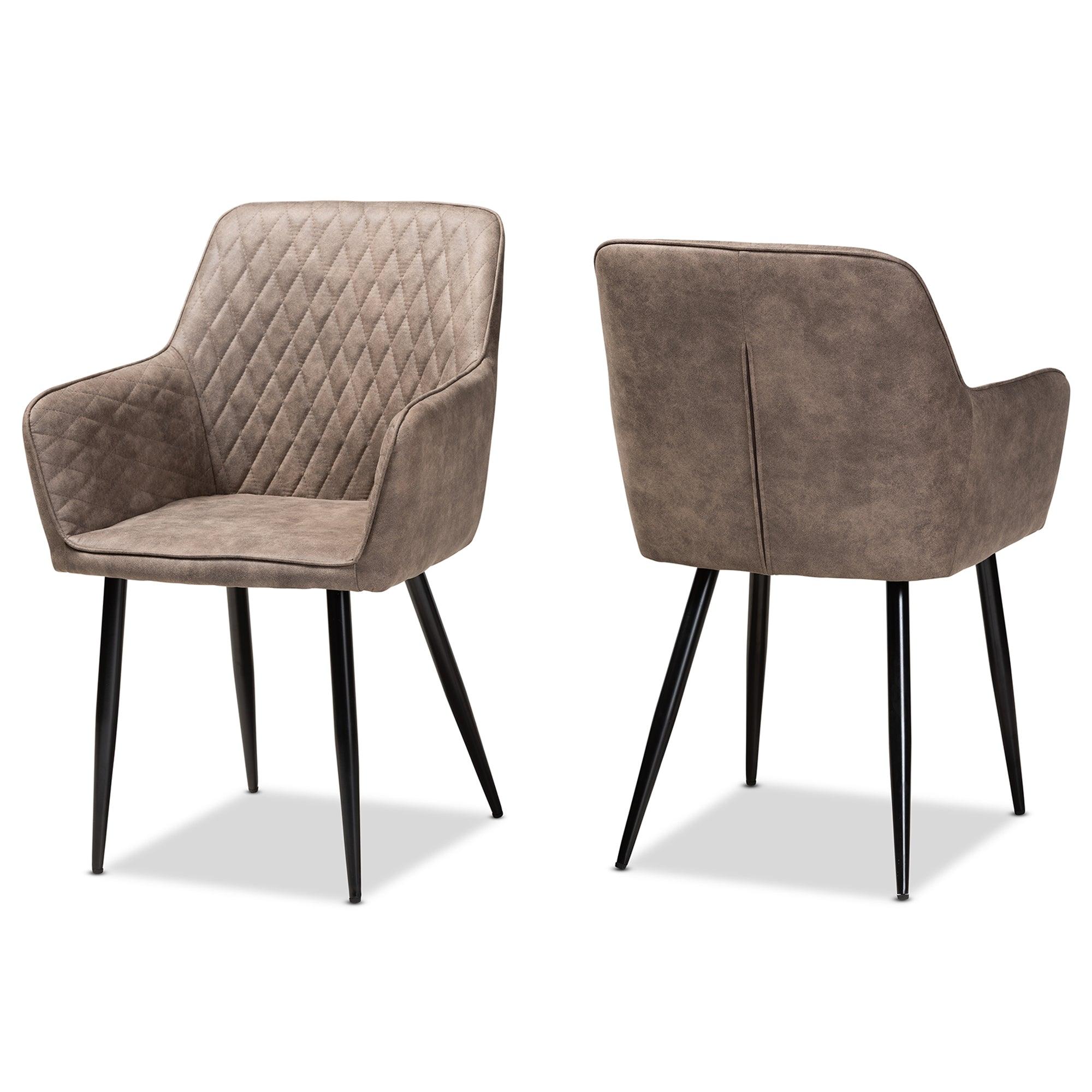 Belen Modern and Contemporary and Imitation Leather Upholstered 2-Piece Metal Dining Chair Set