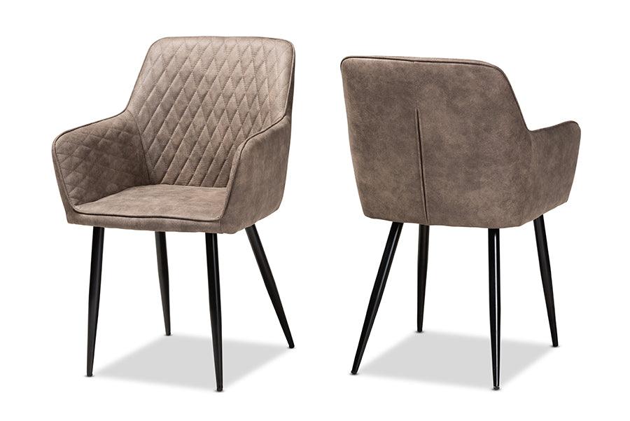 Belen Modern and Contemporary and Imitation Leather Upholstered 2-Piece Metal Dining Chair Set