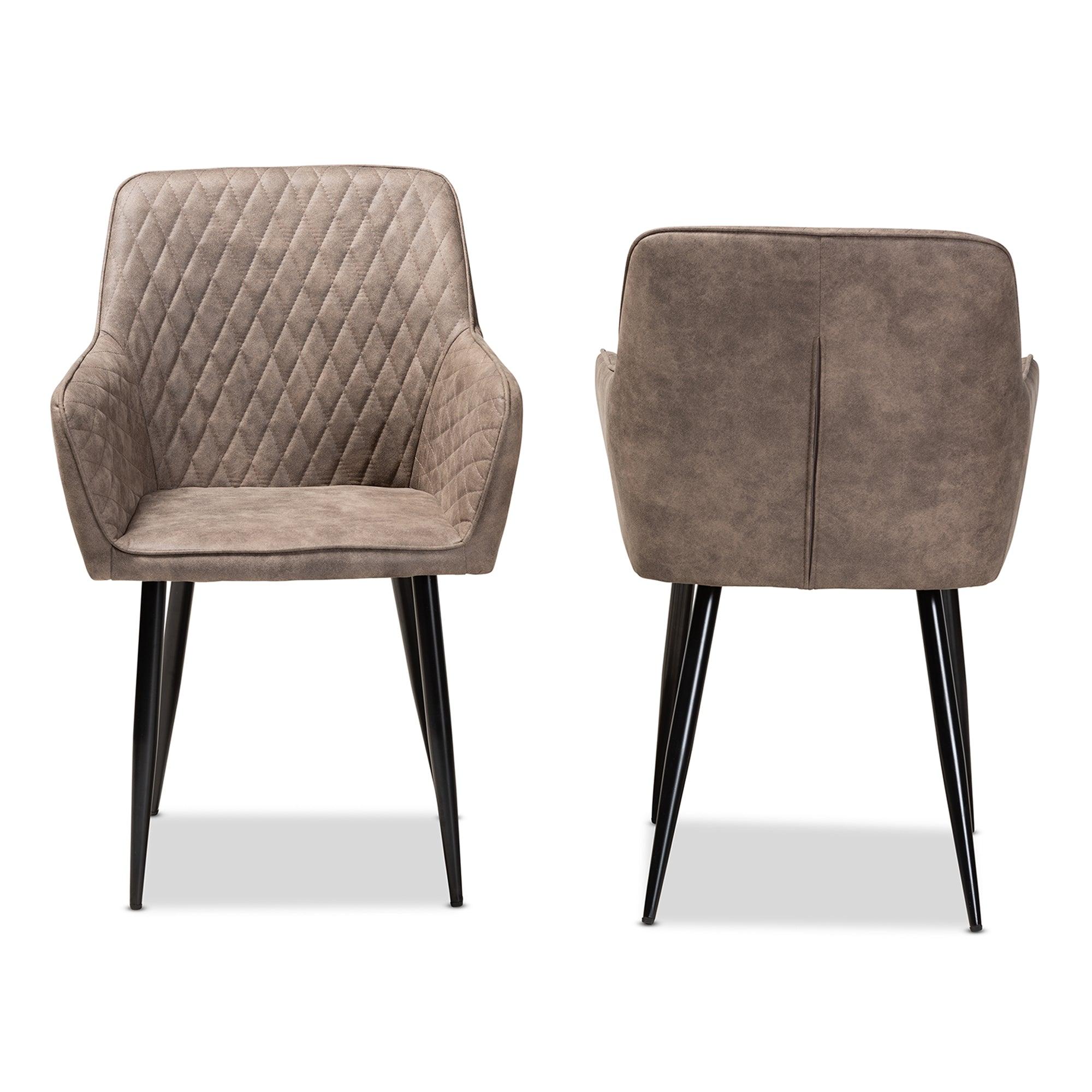 Belen Modern and Contemporary and Imitation Leather Upholstered 2-Piece Metal Dining Chair Set