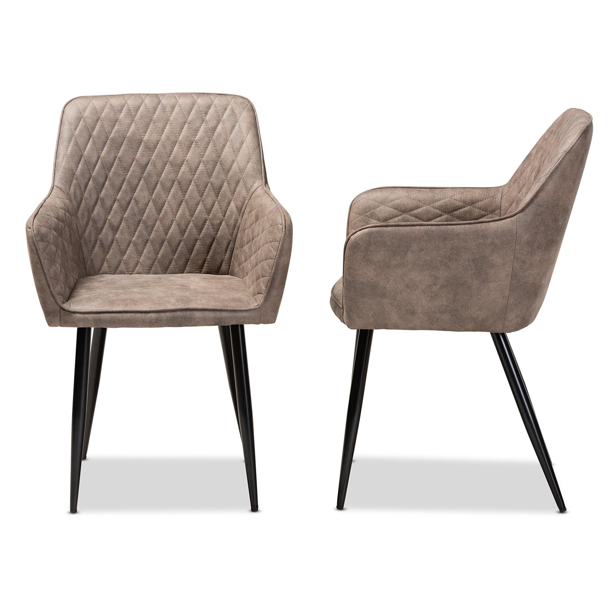 Belen Modern and Contemporary and Imitation Leather Upholstered 2-Piece Metal Dining Chair Set