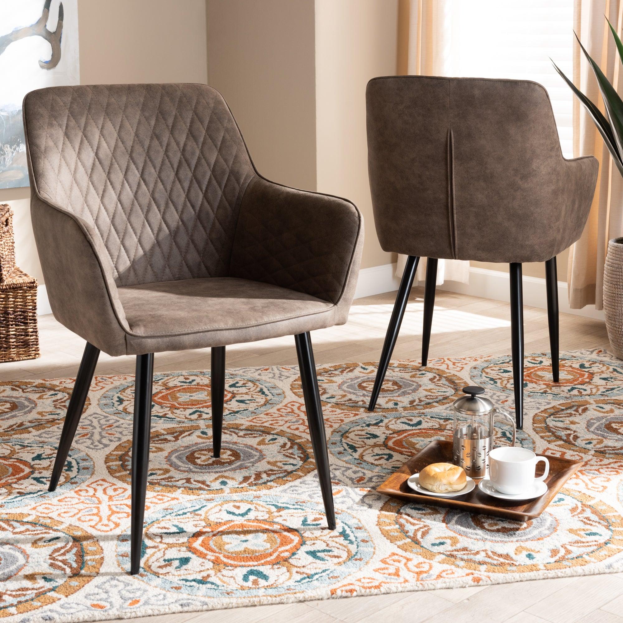 Belen Modern and Contemporary and Imitation Leather Upholstered 2-Piece Metal Dining Chair Set