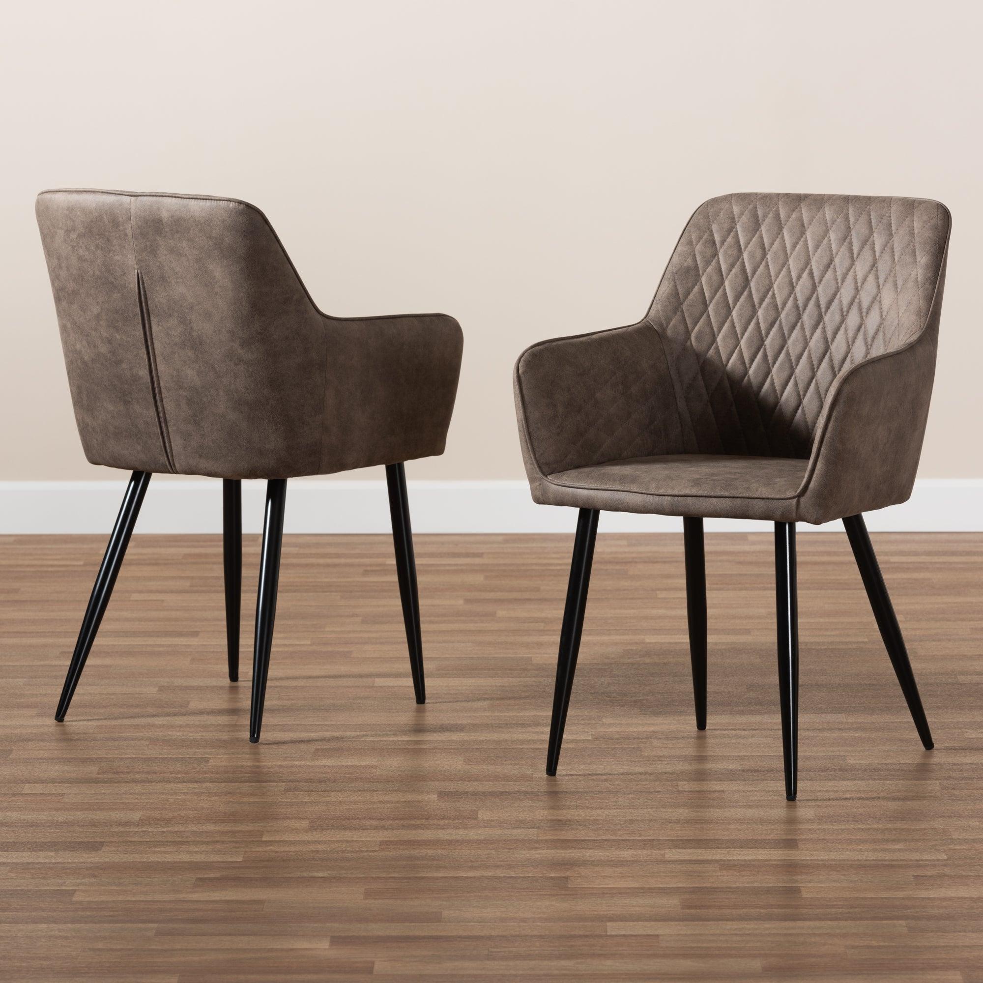 Belen Modern and Contemporary and Imitation Leather Upholstered 2-Piece Metal Dining Chair Set