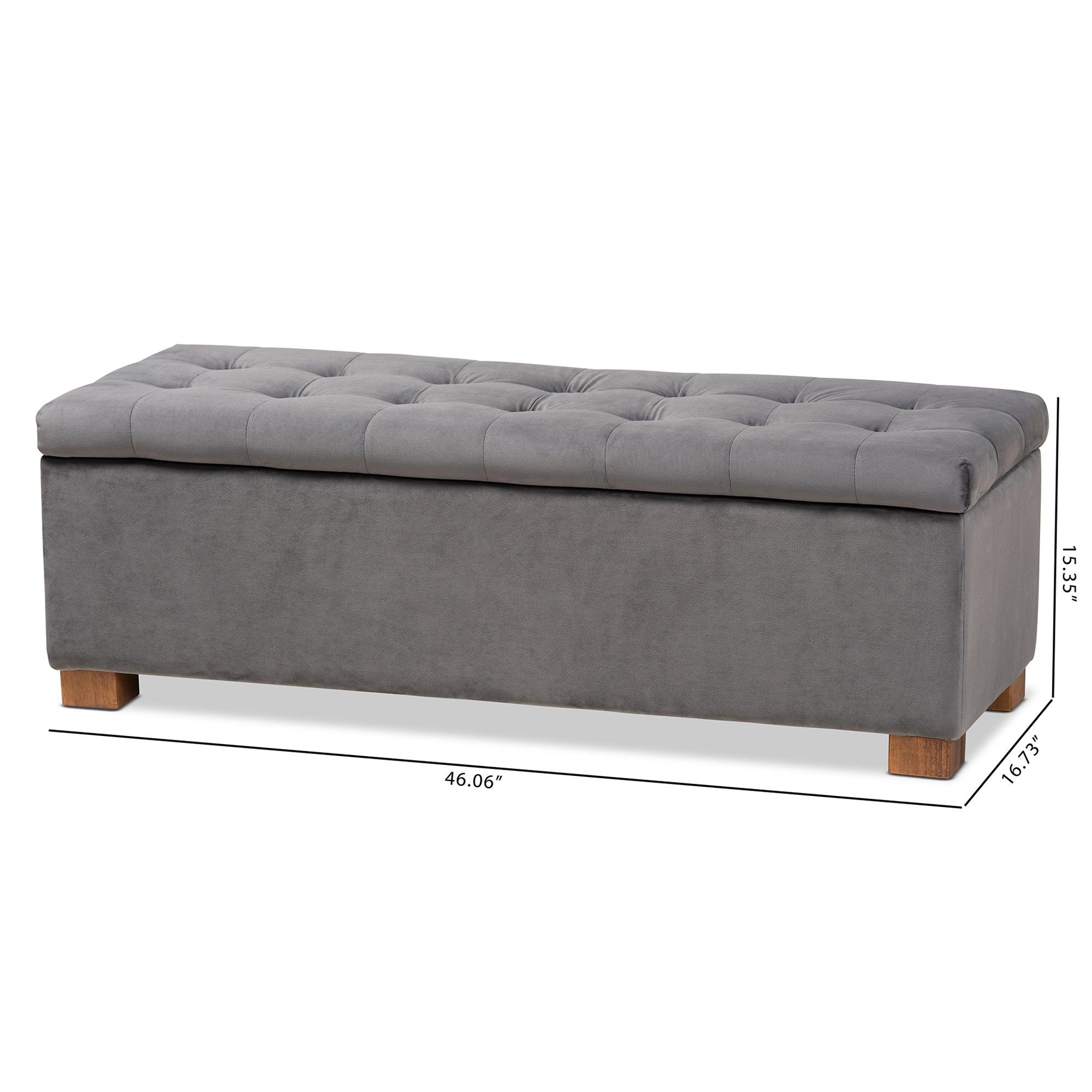 Roanoke Modern and Contemporary Velvet Fabric Upholstered Grid-Tufted Storage Ottoman Bench