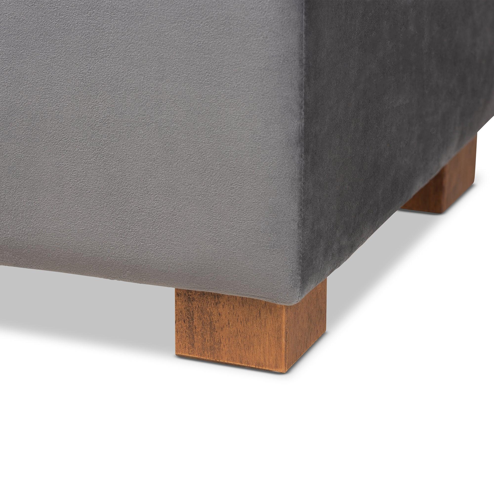 Roanoke Modern and Contemporary Velvet Fabric Upholstered Grid-Tufted Storage Ottoman Bench