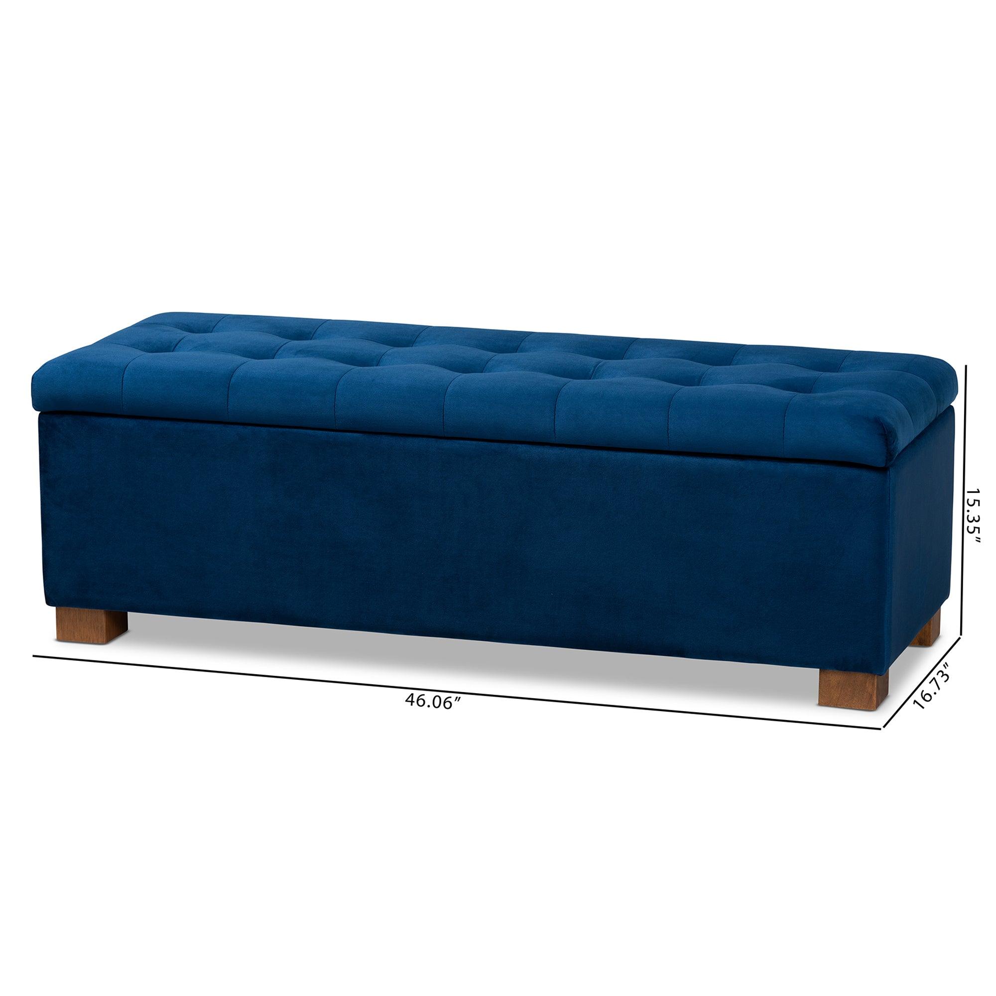 Roanoke Modern and Contemporary Velvet Fabric Upholstered Grid-Tufted Storage Ottoman Bench