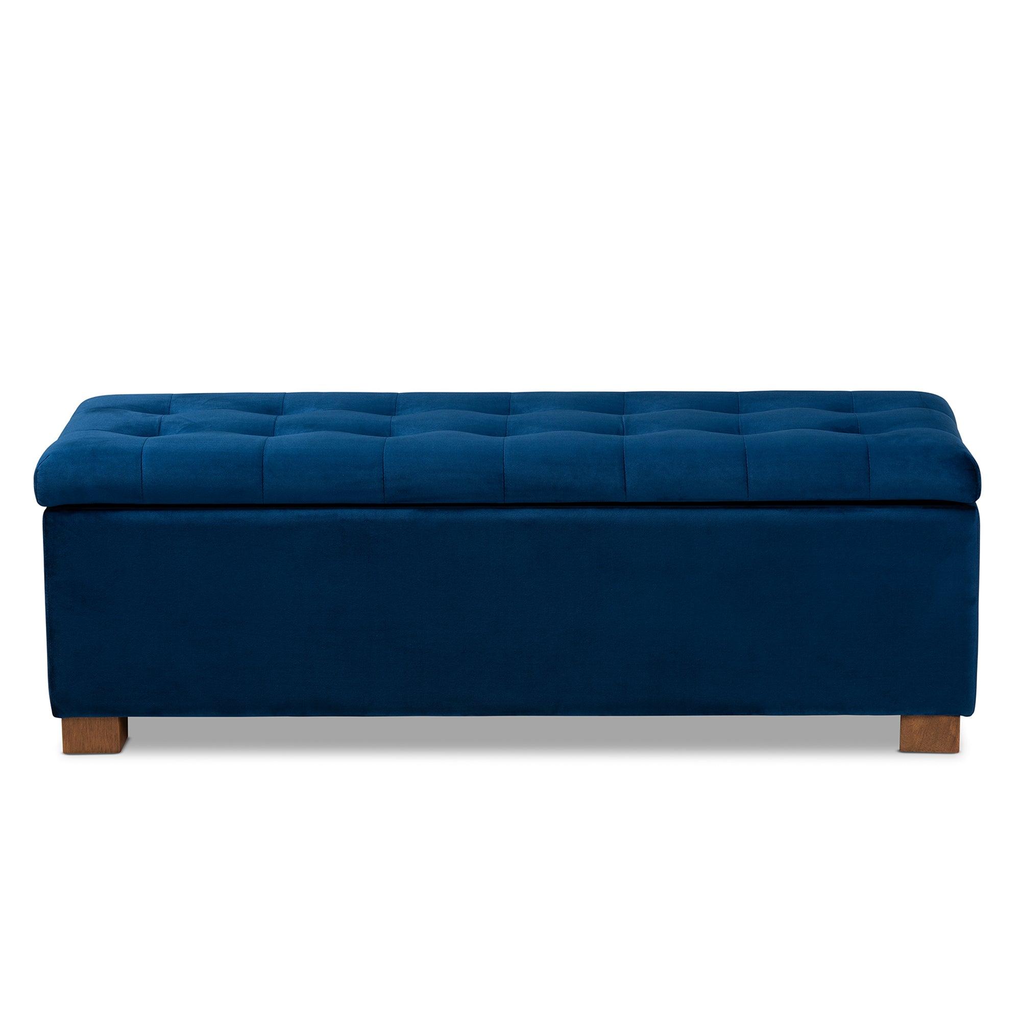 Roanoke Modern and Contemporary Velvet Fabric Upholstered Grid-Tufted Storage Ottoman Bench