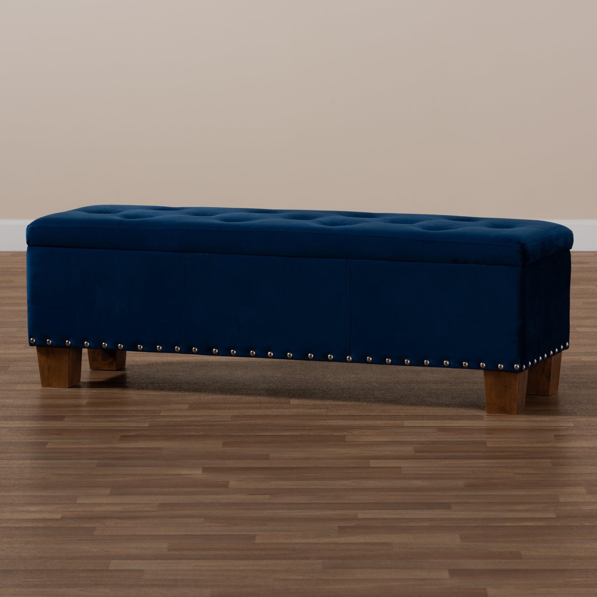 Hannah Modern and Contemporary Velvet Fabric Upholstered Button-Tufted Storage Ottoman Bench