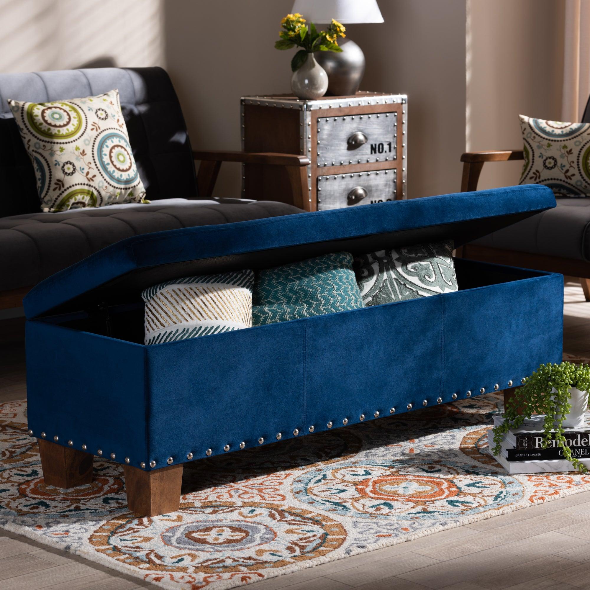 Hannah Modern and Contemporary Velvet Fabric Upholstered Button-Tufted Storage Ottoman Bench