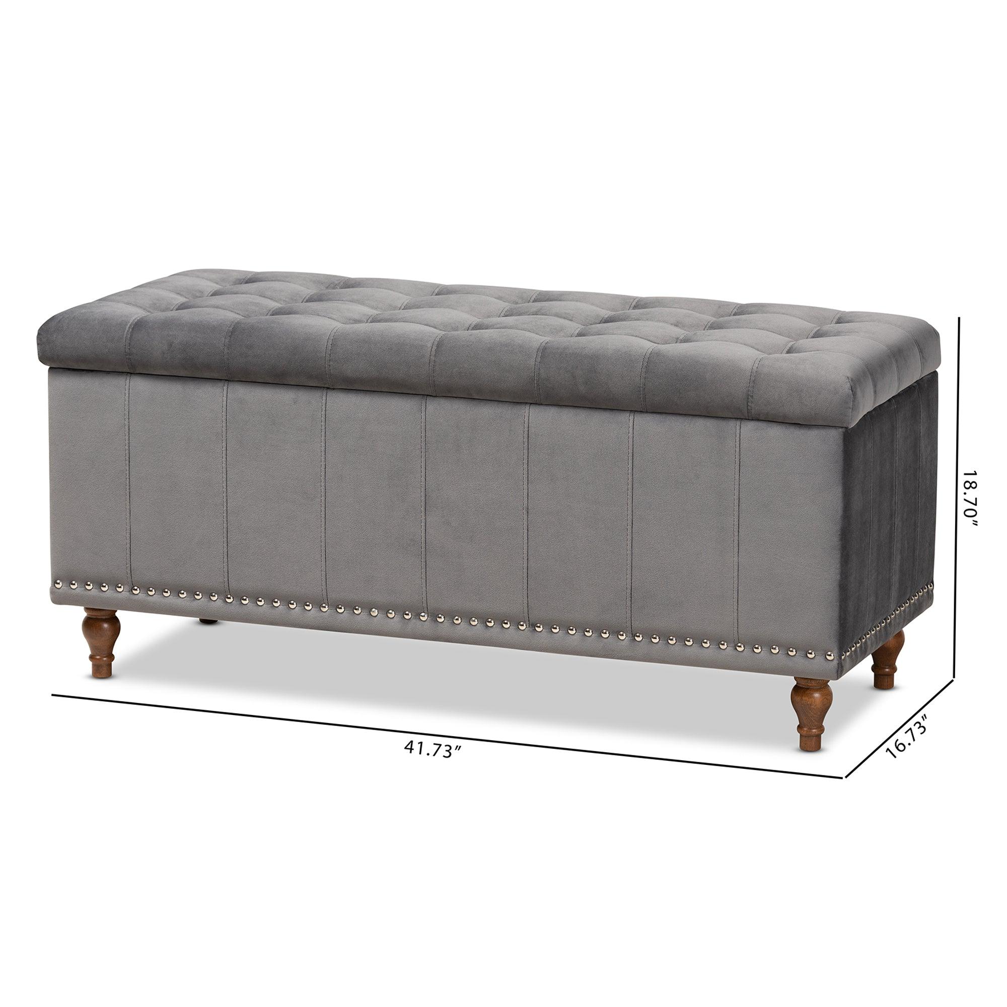 Kaylee Modern and Contemporary Velvet Fabric Upholstered Button-Tufted Storage Ottoman Bench