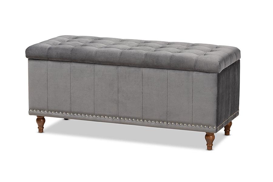 Kaylee Modern and Contemporary Velvet Fabric Upholstered Button-Tufted Storage Ottoman Bench