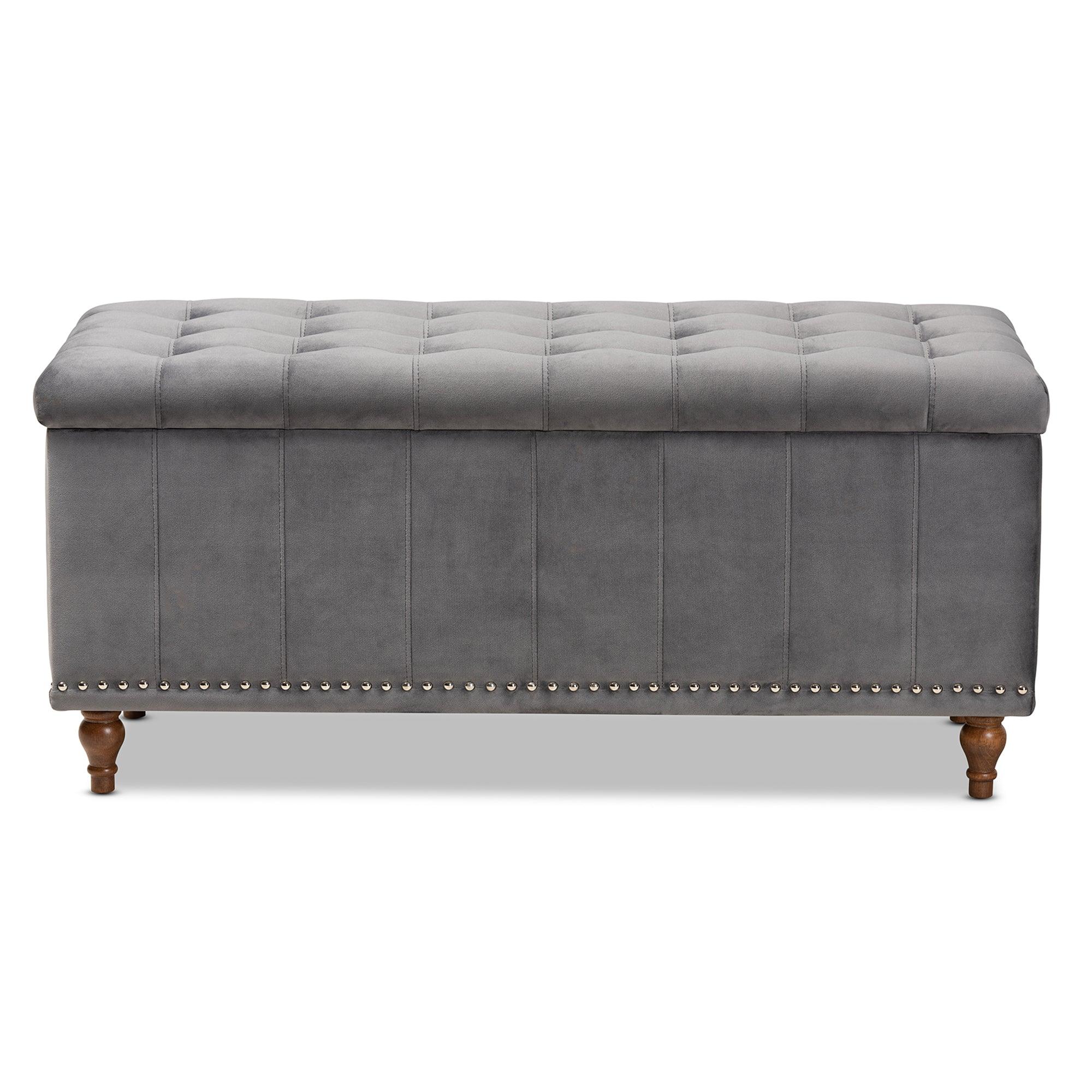 Kaylee Modern and Contemporary Velvet Fabric Upholstered Button-Tufted Storage Ottoman Bench