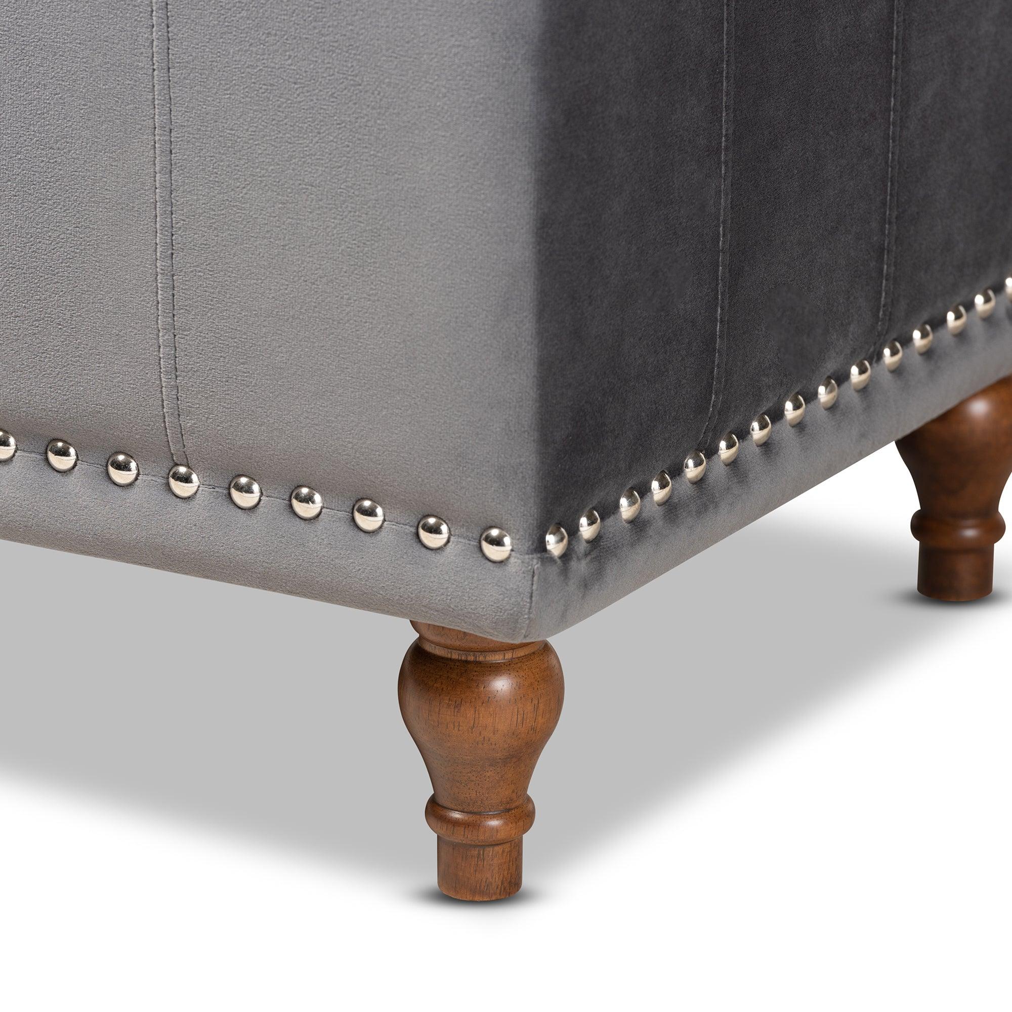 Kaylee Modern and Contemporary Velvet Fabric Upholstered Button-Tufted Storage Ottoman Bench