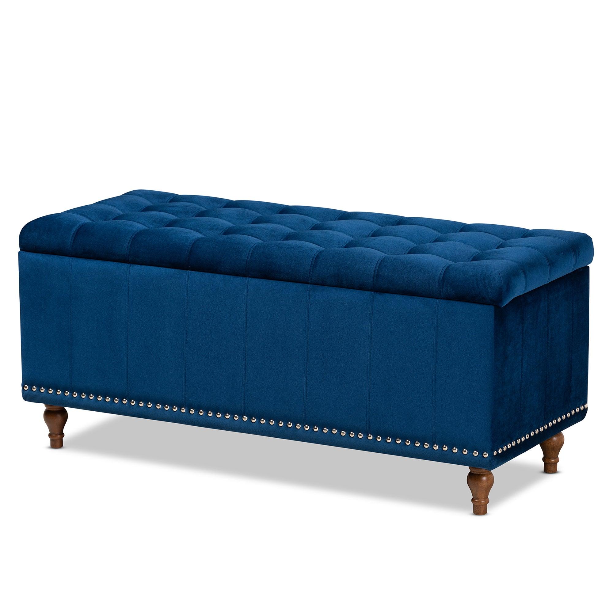 Kaylee Modern and Contemporary Velvet Fabric Upholstered Button-Tufted Storage Ottoman Bench