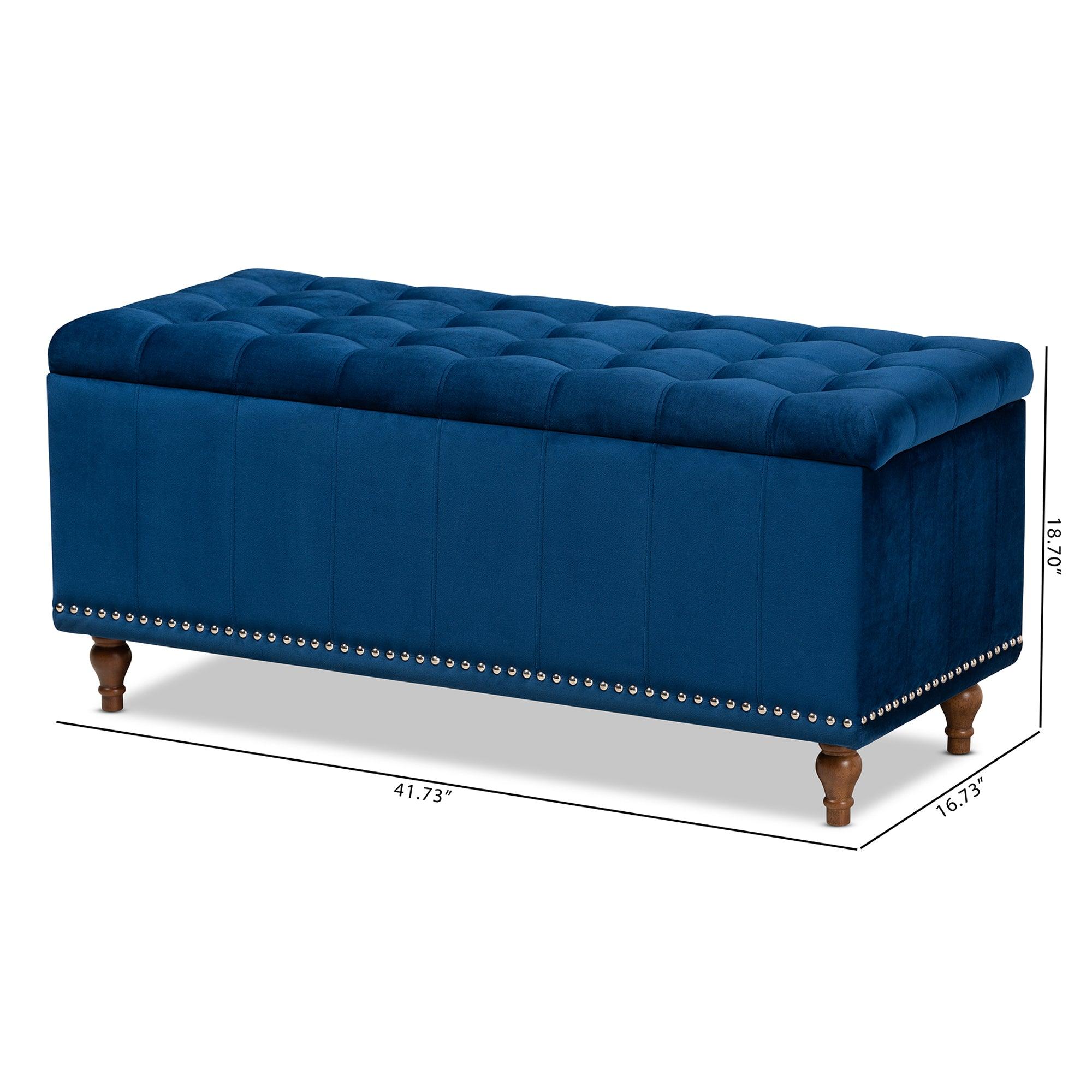 Kaylee Modern and Contemporary Velvet Fabric Upholstered Button-Tufted Storage Ottoman Bench