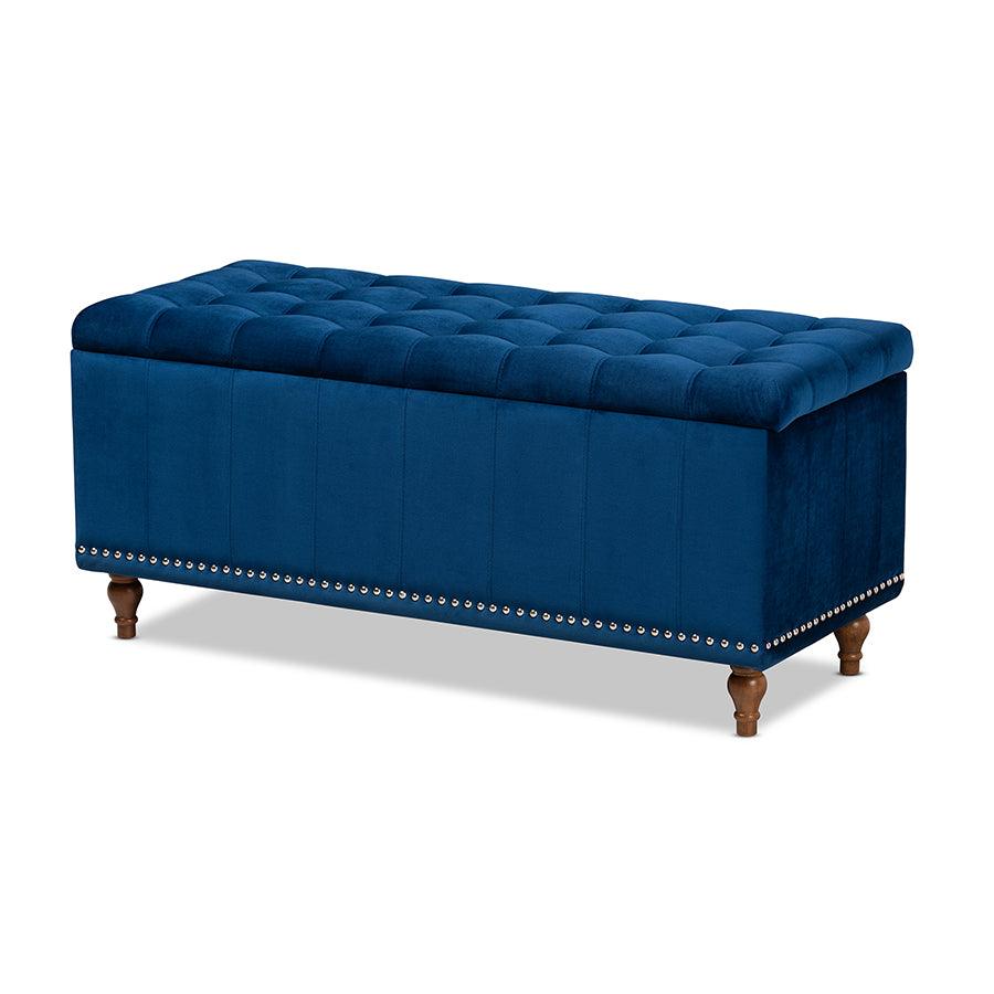 Kaylee Modern and Contemporary Velvet Fabric Upholstered Button-Tufted Storage Ottoman Bench