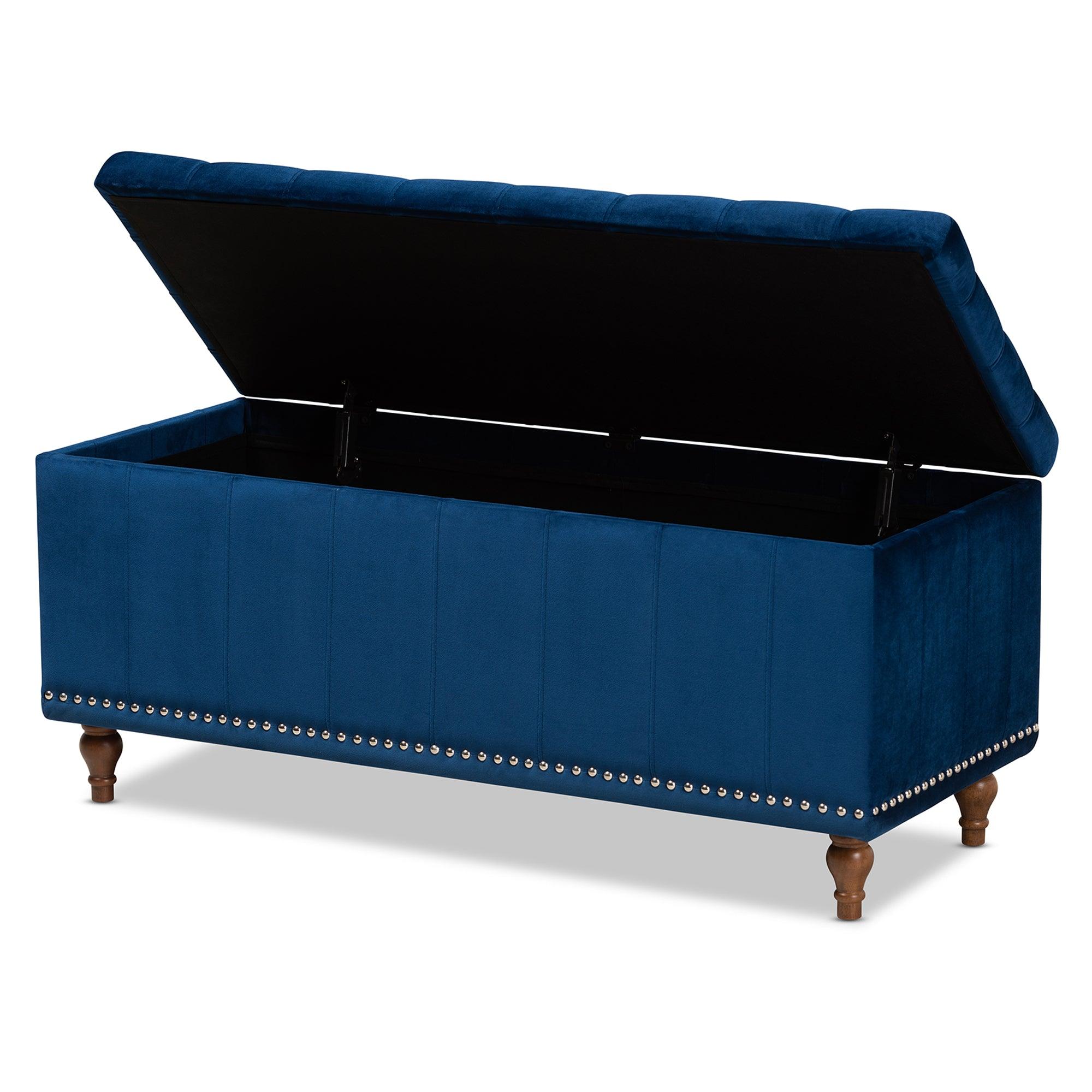 Kaylee Modern and Contemporary Velvet Fabric Upholstered Button-Tufted Storage Ottoman Bench