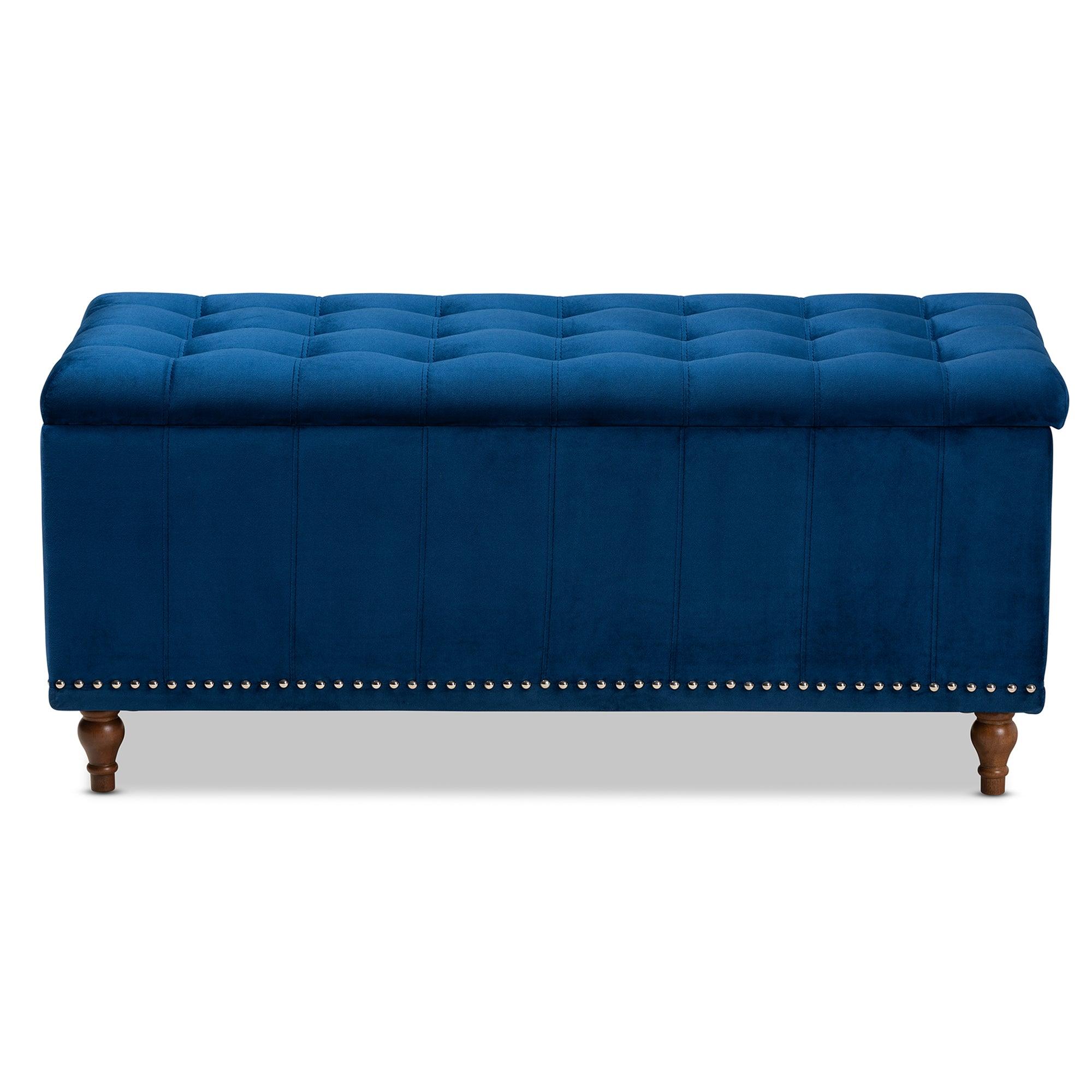 Kaylee Modern and Contemporary Velvet Fabric Upholstered Button-Tufted Storage Ottoman Bench