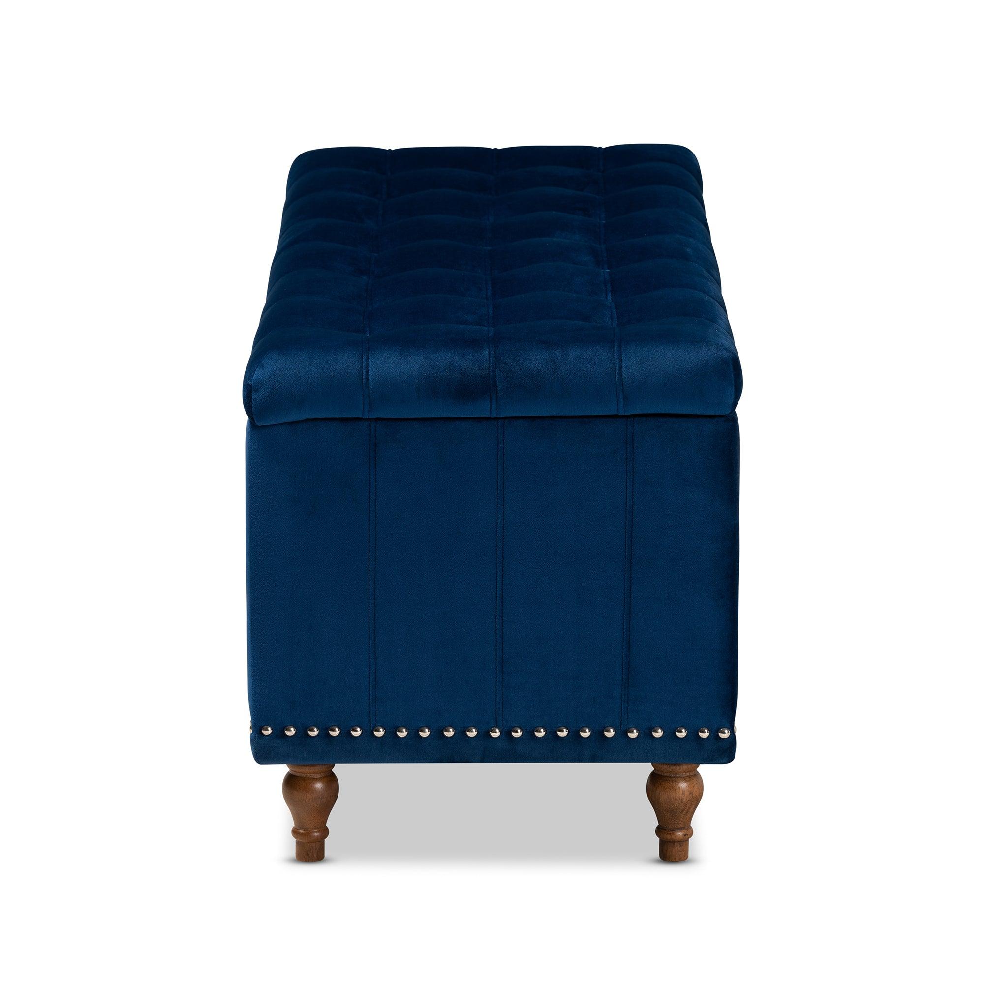 Kaylee Modern and Contemporary Velvet Fabric Upholstered Button-Tufted Storage Ottoman Bench