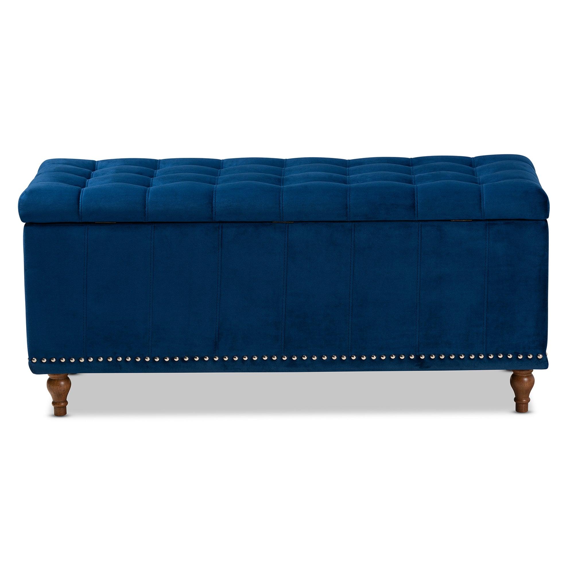 Kaylee Modern and Contemporary Velvet Fabric Upholstered Button-Tufted Storage Ottoman Bench