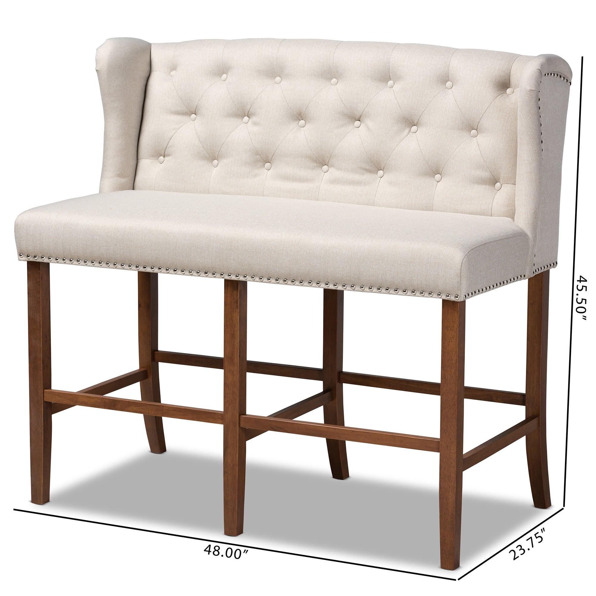 Alira Modern and Contemporary Fabric Upholstered Finished Wood Button Tufted Bar Stool Bench