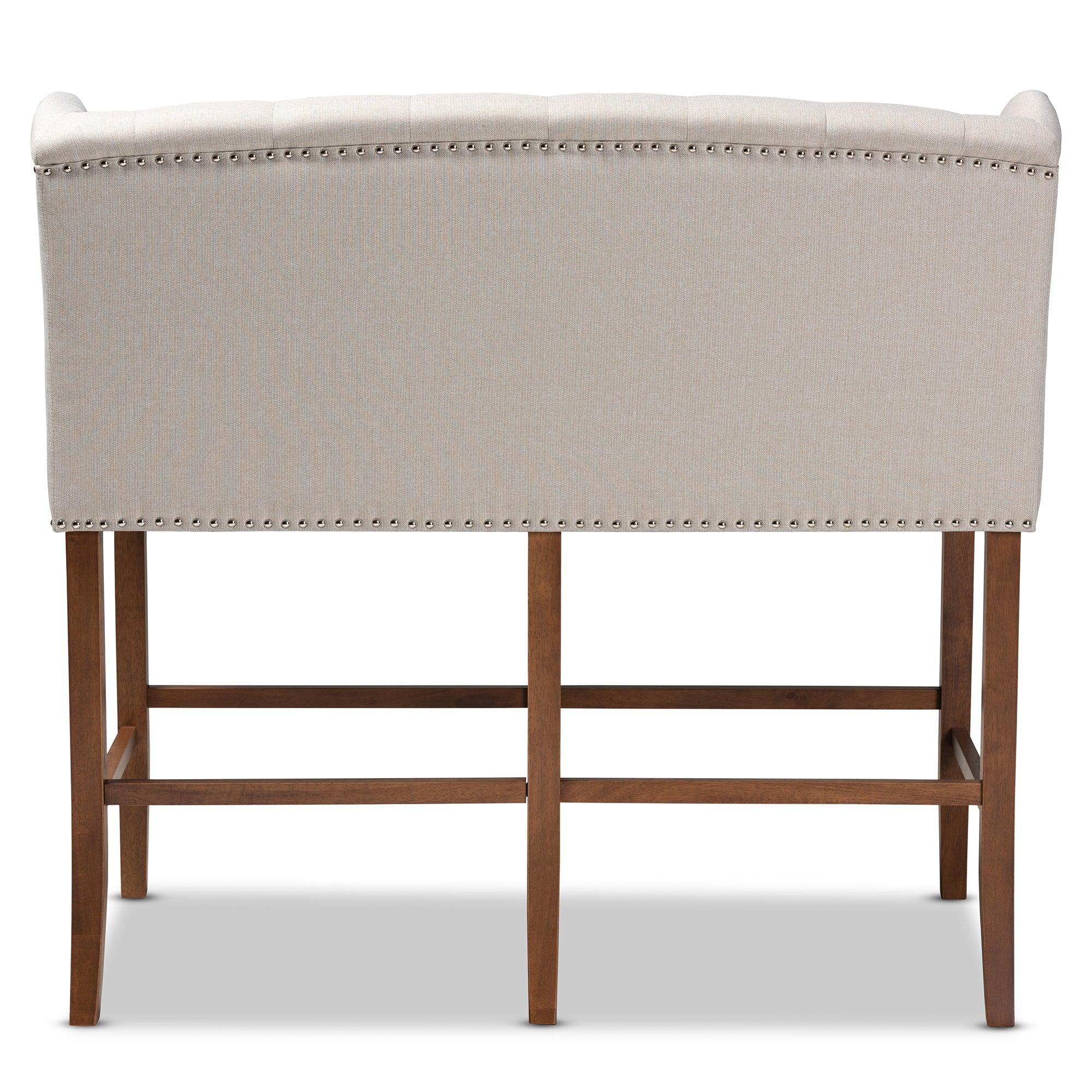 Alira Modern and Contemporary Fabric Upholstered Finished Wood Button Tufted Bar Stool Bench