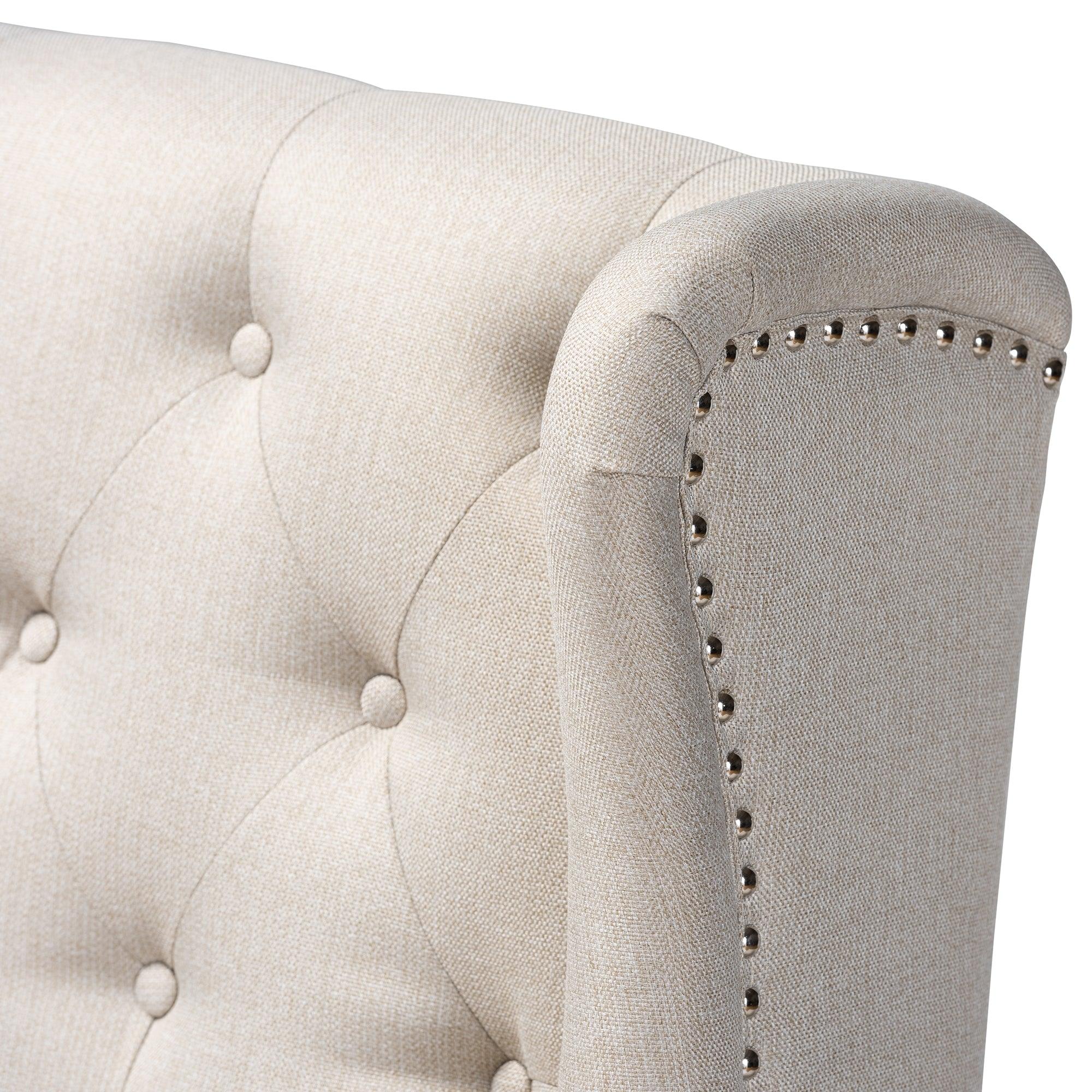 Alira Modern and Contemporary Fabric Upholstered Finished Wood Button Tufted Bar Stool Bench