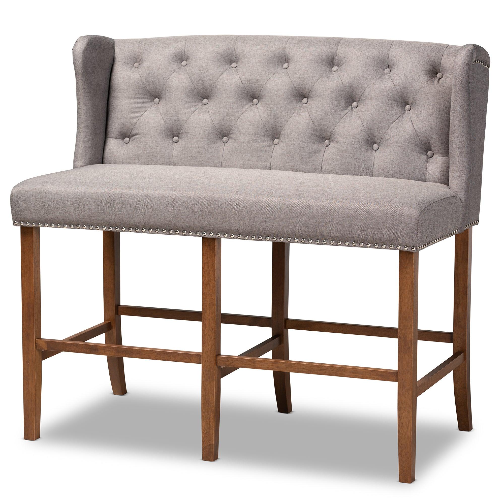 Alira Modern and Contemporary Fabric Upholstered Finished Wood Button Tufted Bar Stool Bench