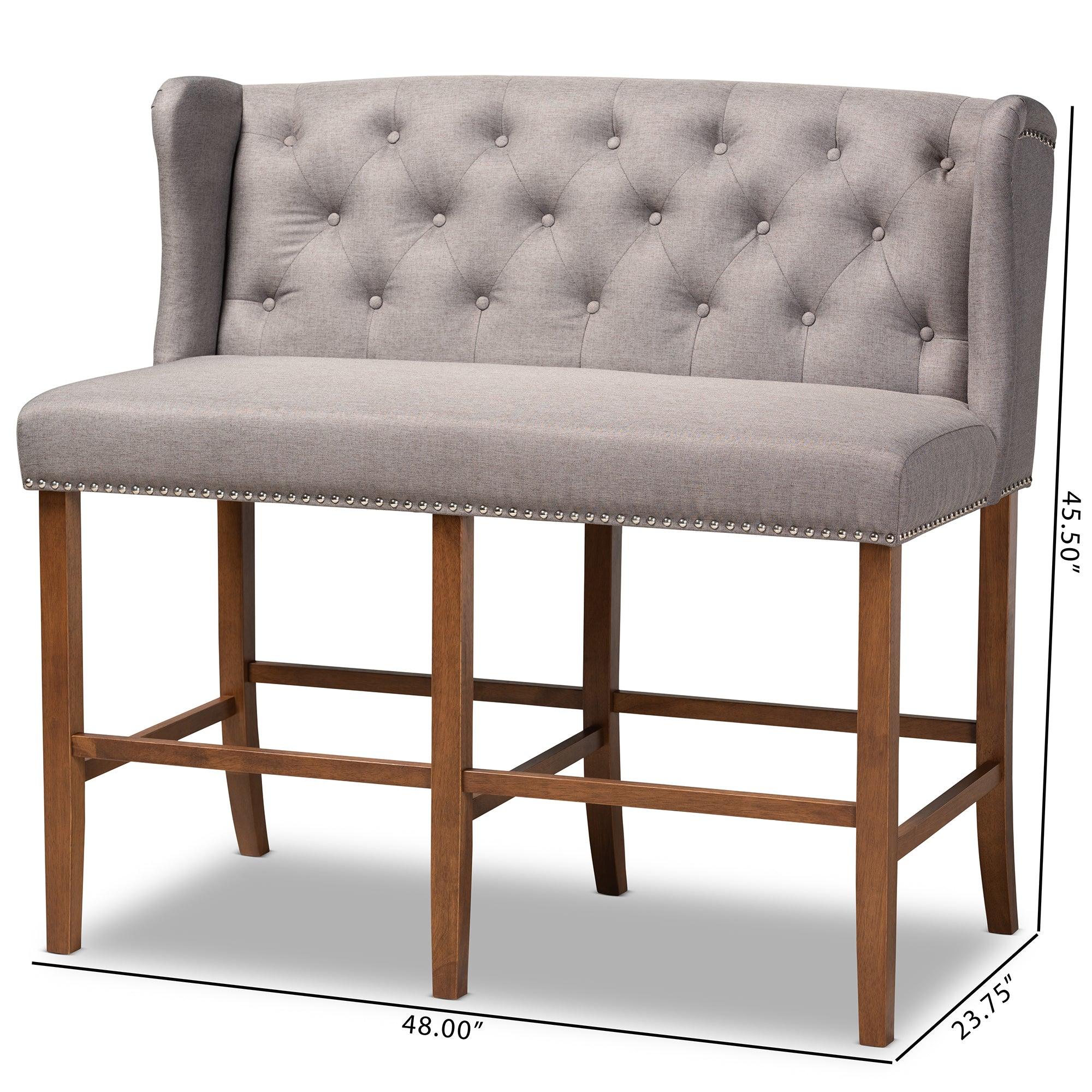 Alira Modern and Contemporary Fabric Upholstered Finished Wood Button Tufted Bar Stool Bench