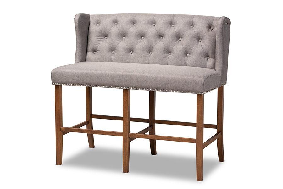 Alira Modern and Contemporary Fabric Upholstered Finished Wood Button Tufted Bar Stool Bench