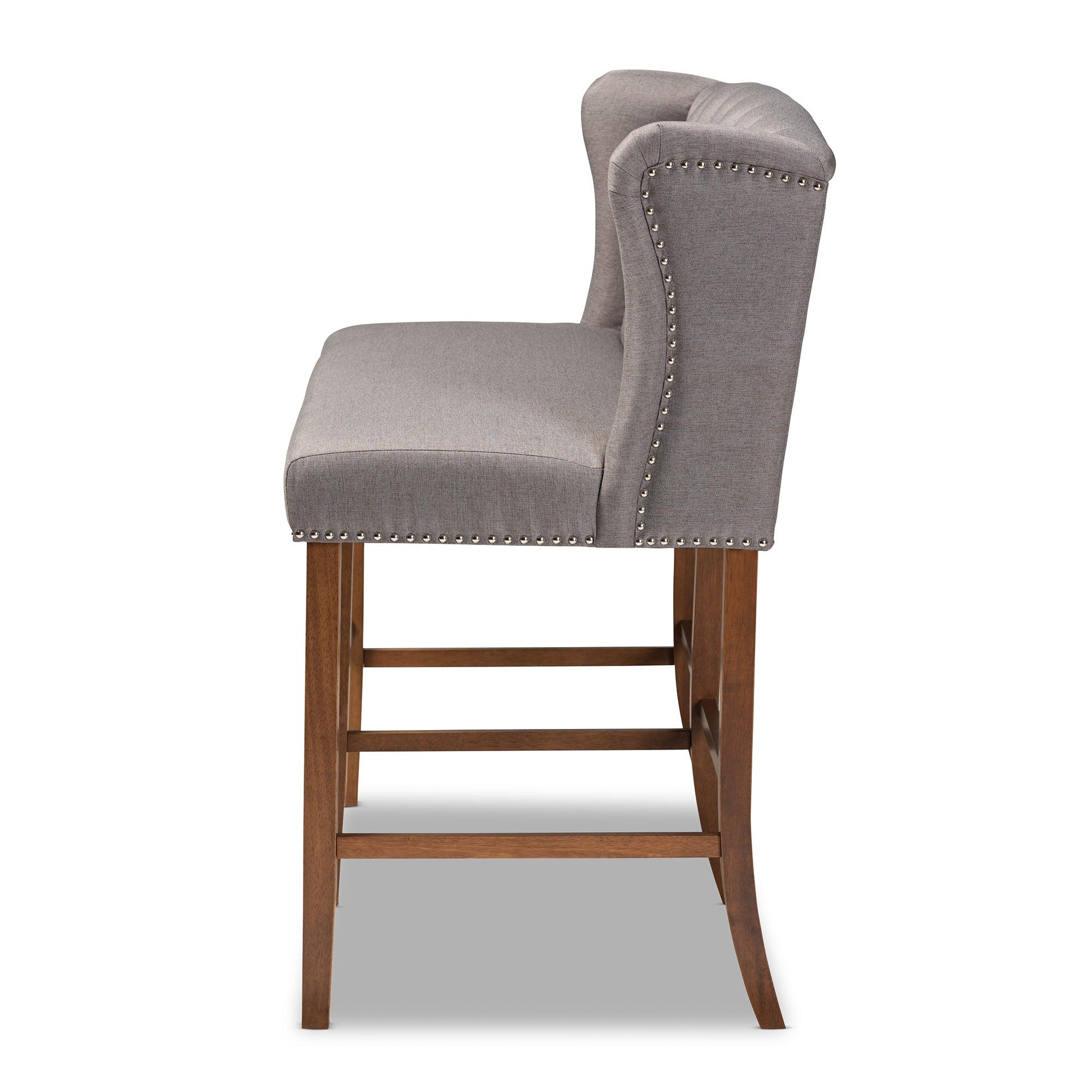 Alira Modern and Contemporary Fabric Upholstered Finished Wood Button Tufted Bar Stool Bench