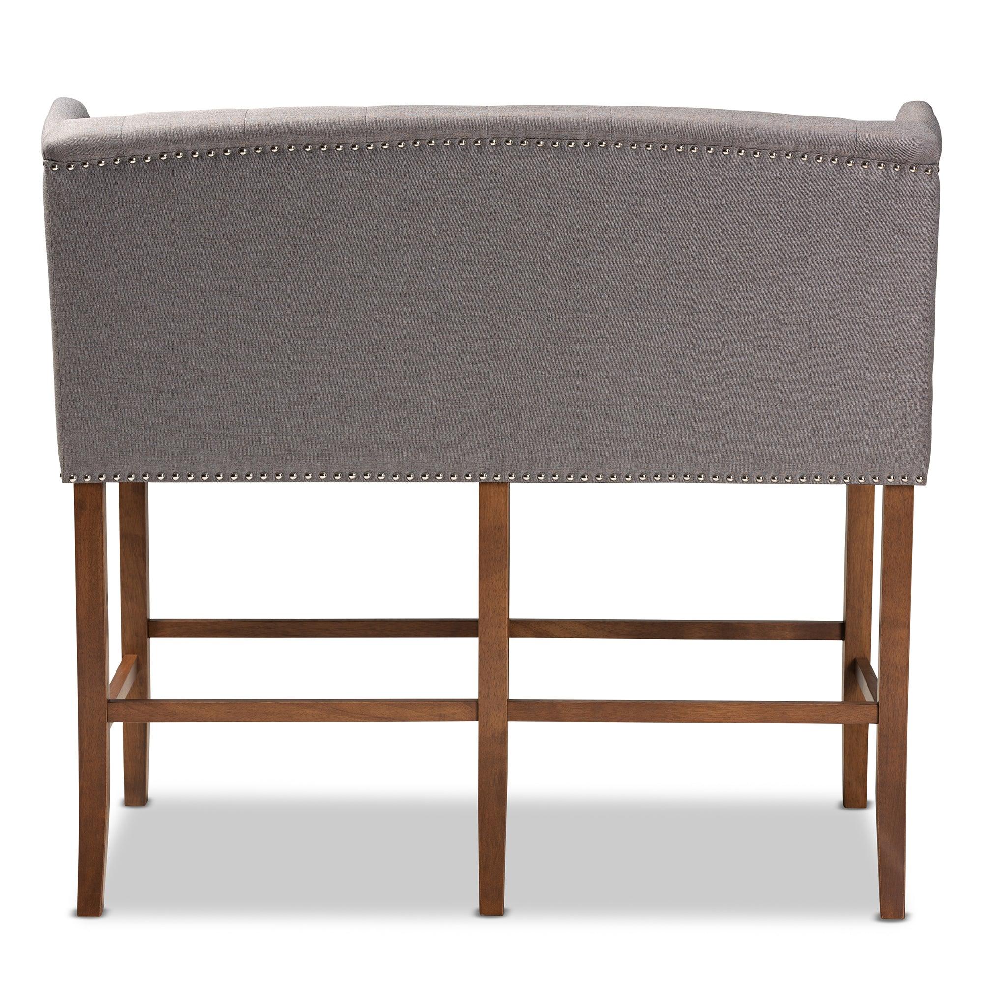 Alira Modern and Contemporary Fabric Upholstered Finished Wood Button Tufted Bar Stool Bench