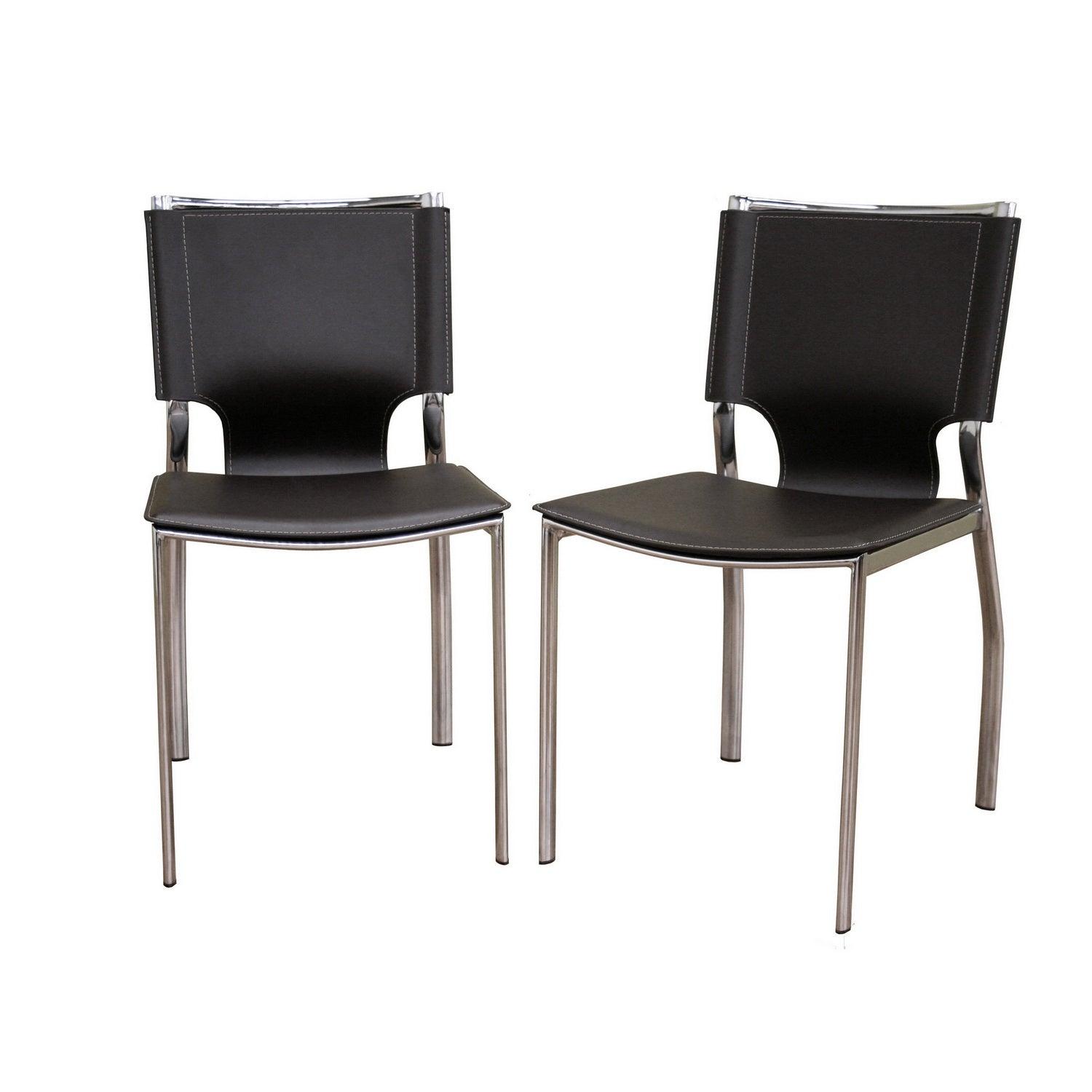 Leather Dining Chair with Chrome Frame (Set of 2)