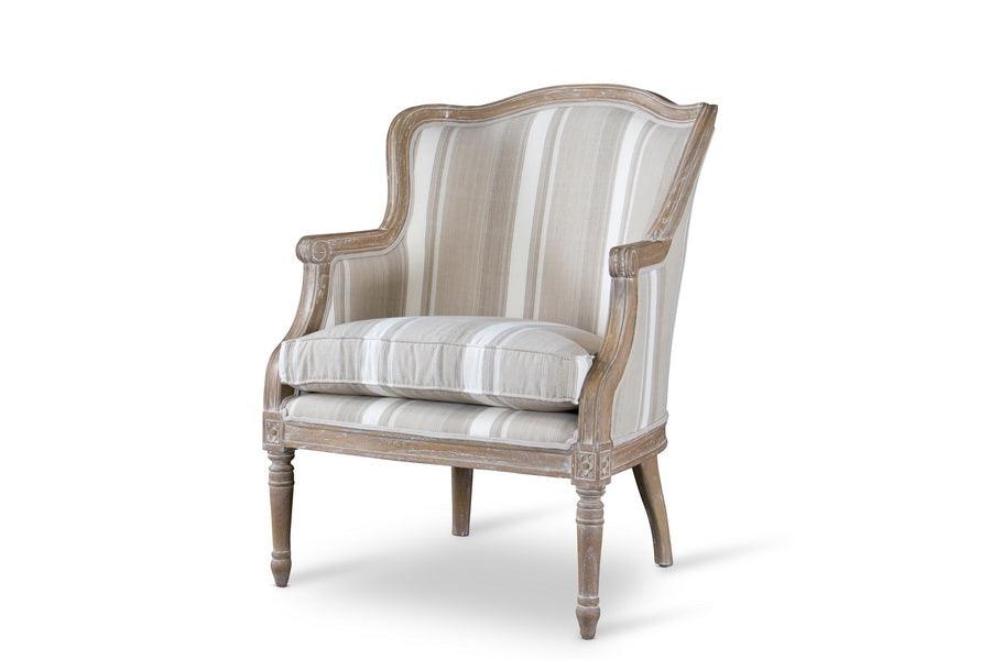 Charlemagne Traditional French Accent Chair- ( Stripe)