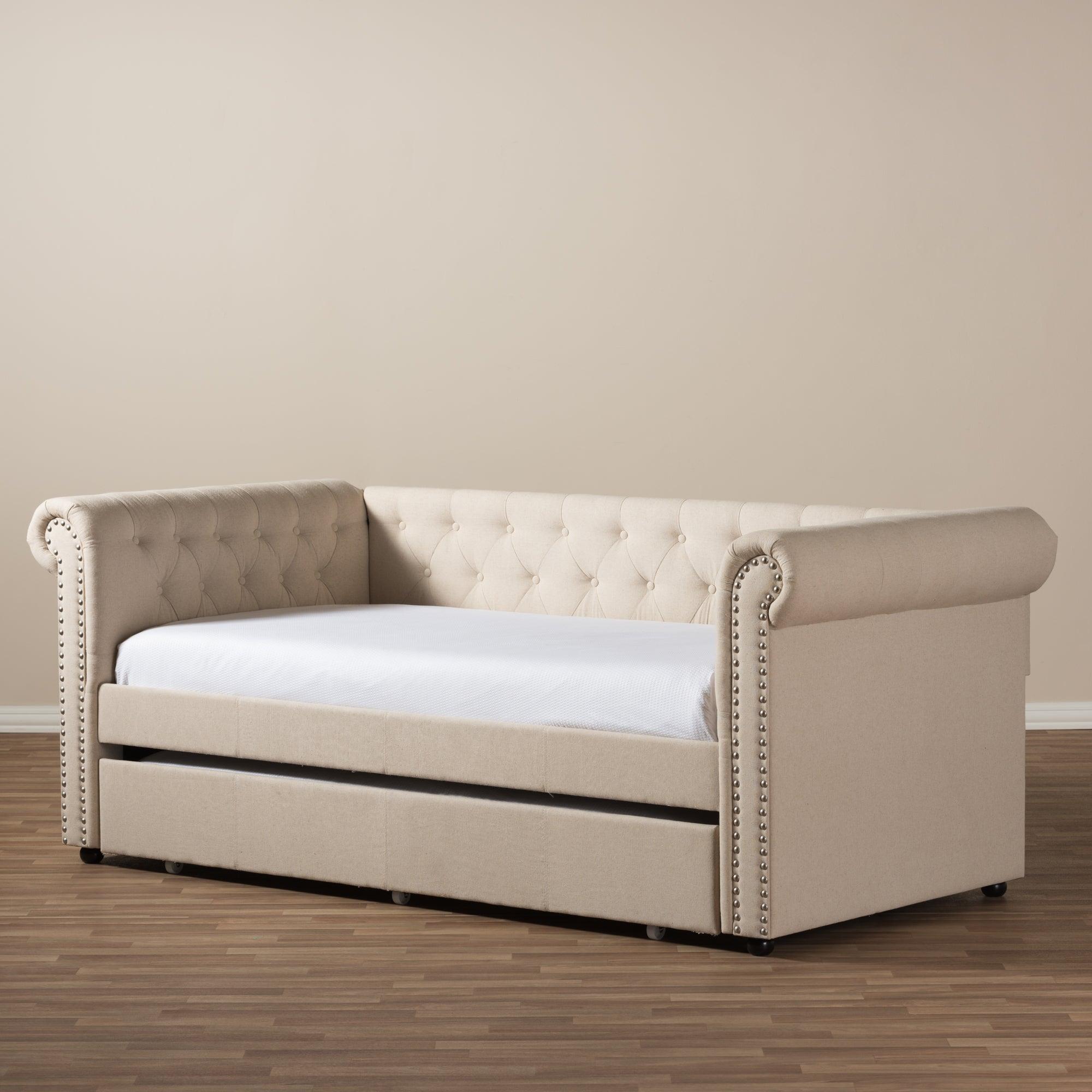 Mabelle Modern and Contemporary Fabric Trundle Daybed