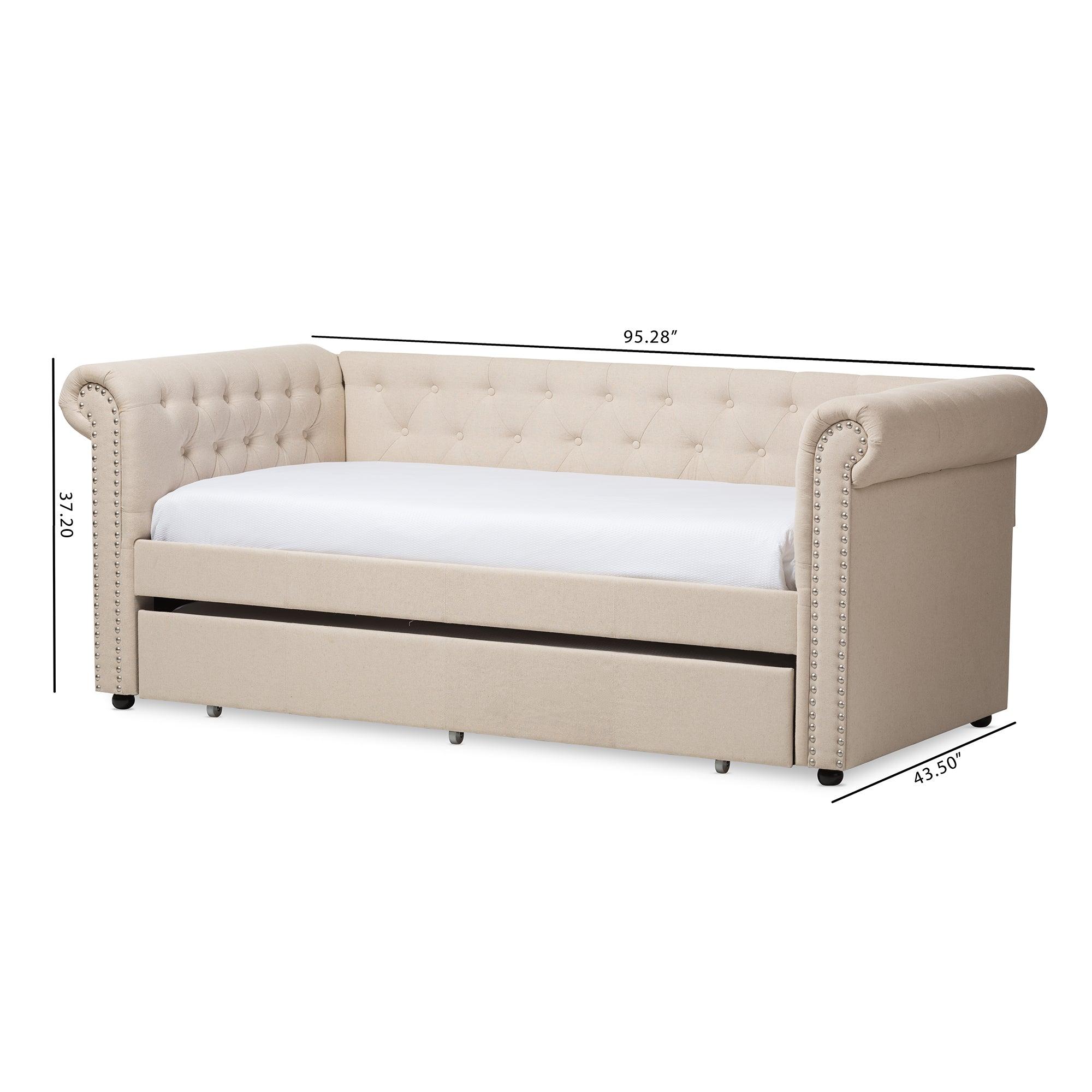 Mabelle Modern and Contemporary Fabric Trundle Daybed