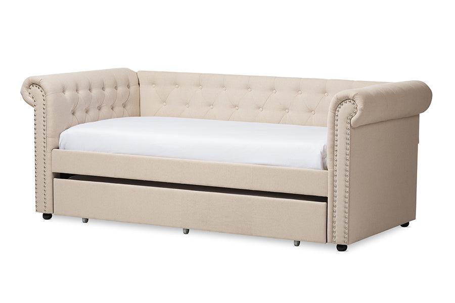 Mabelle Modern and Contemporary Fabric Trundle Daybed