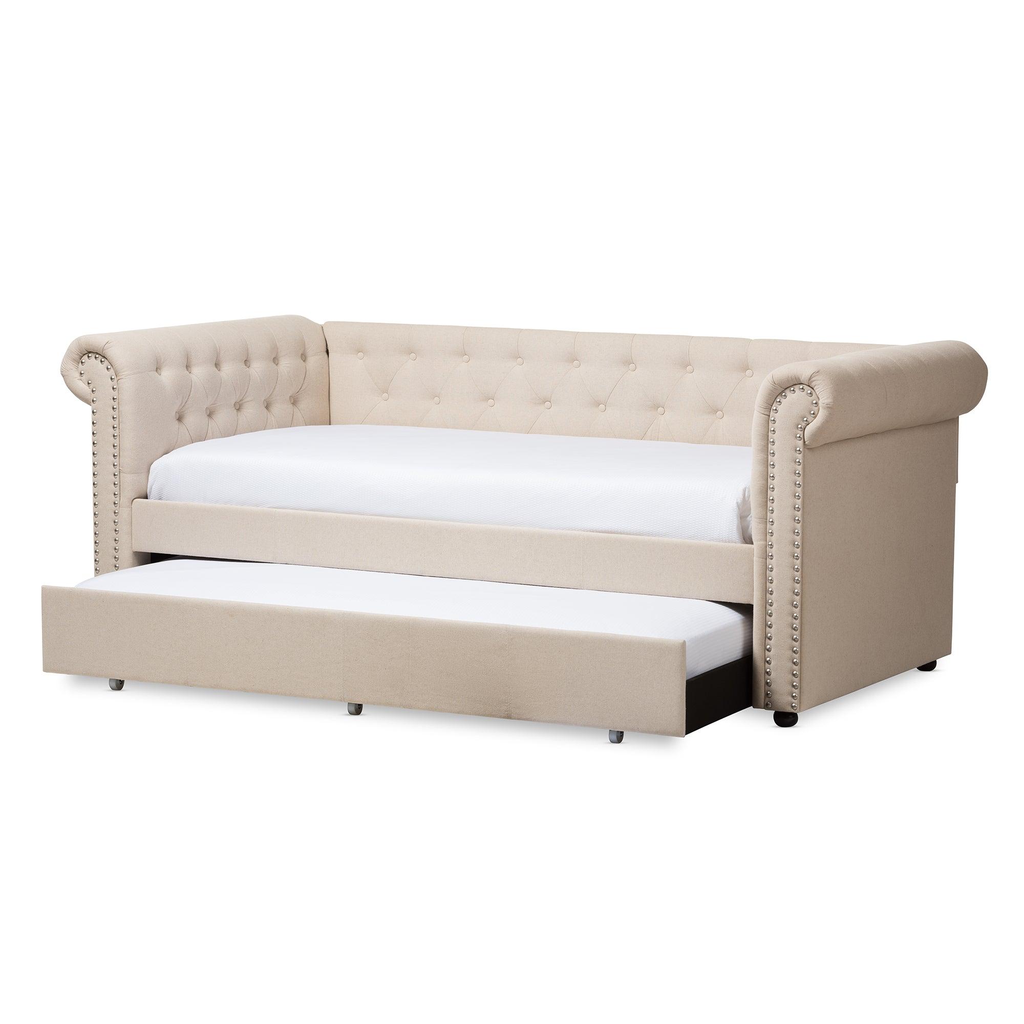 Mabelle Modern and Contemporary Fabric Trundle Daybed