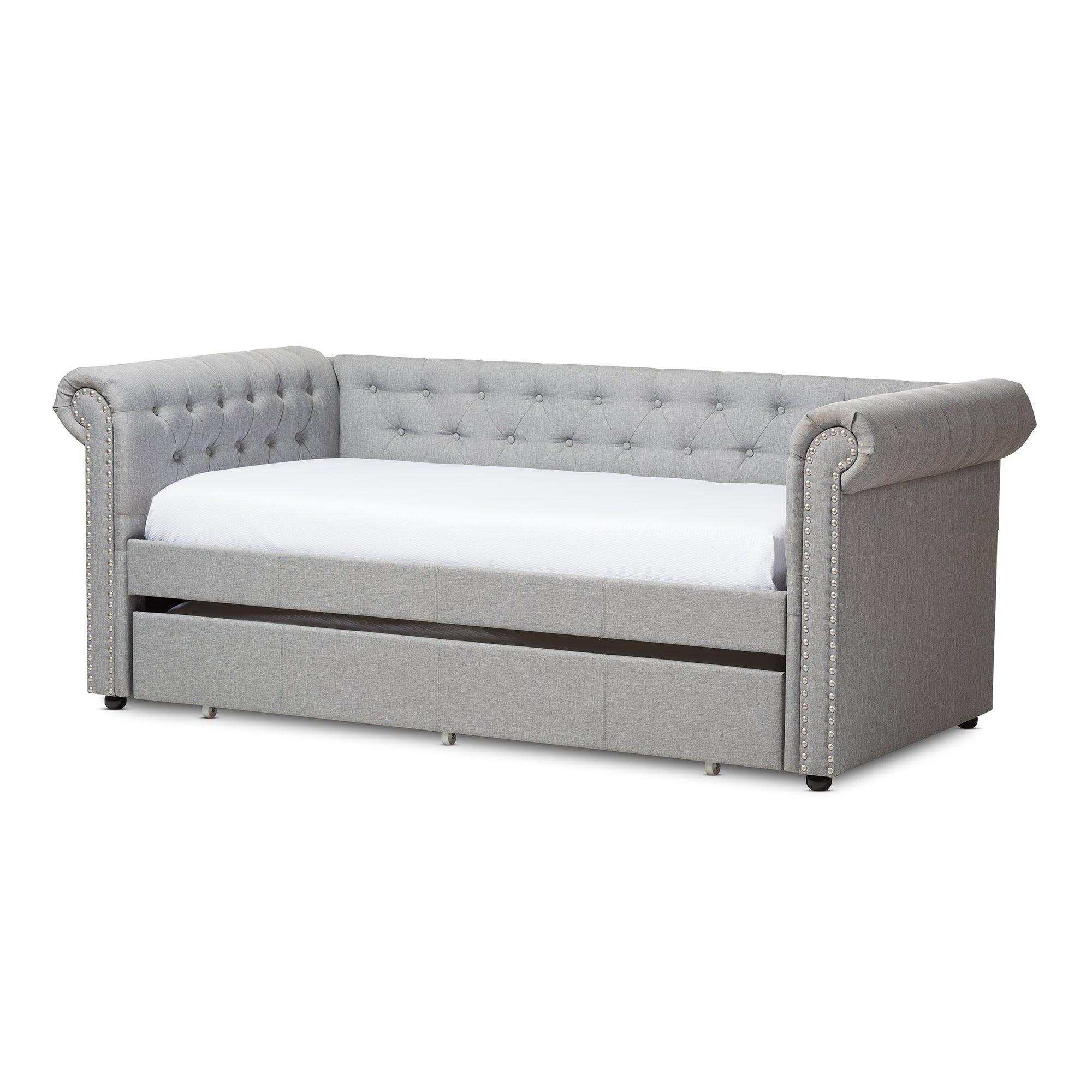 Mabelle Modern and Contemporary Fabric Trundle Daybed